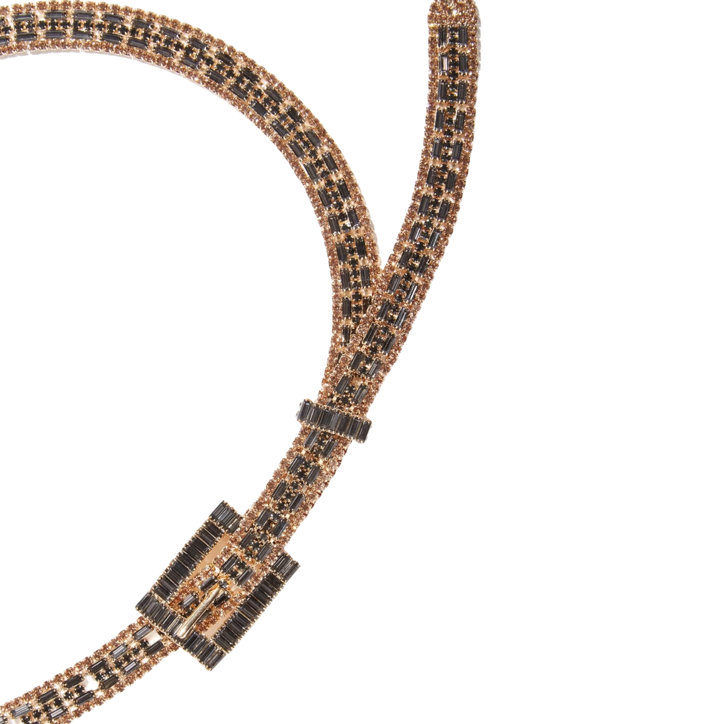 Guess Women Two Tone Rhinestone Belt - Gold Black