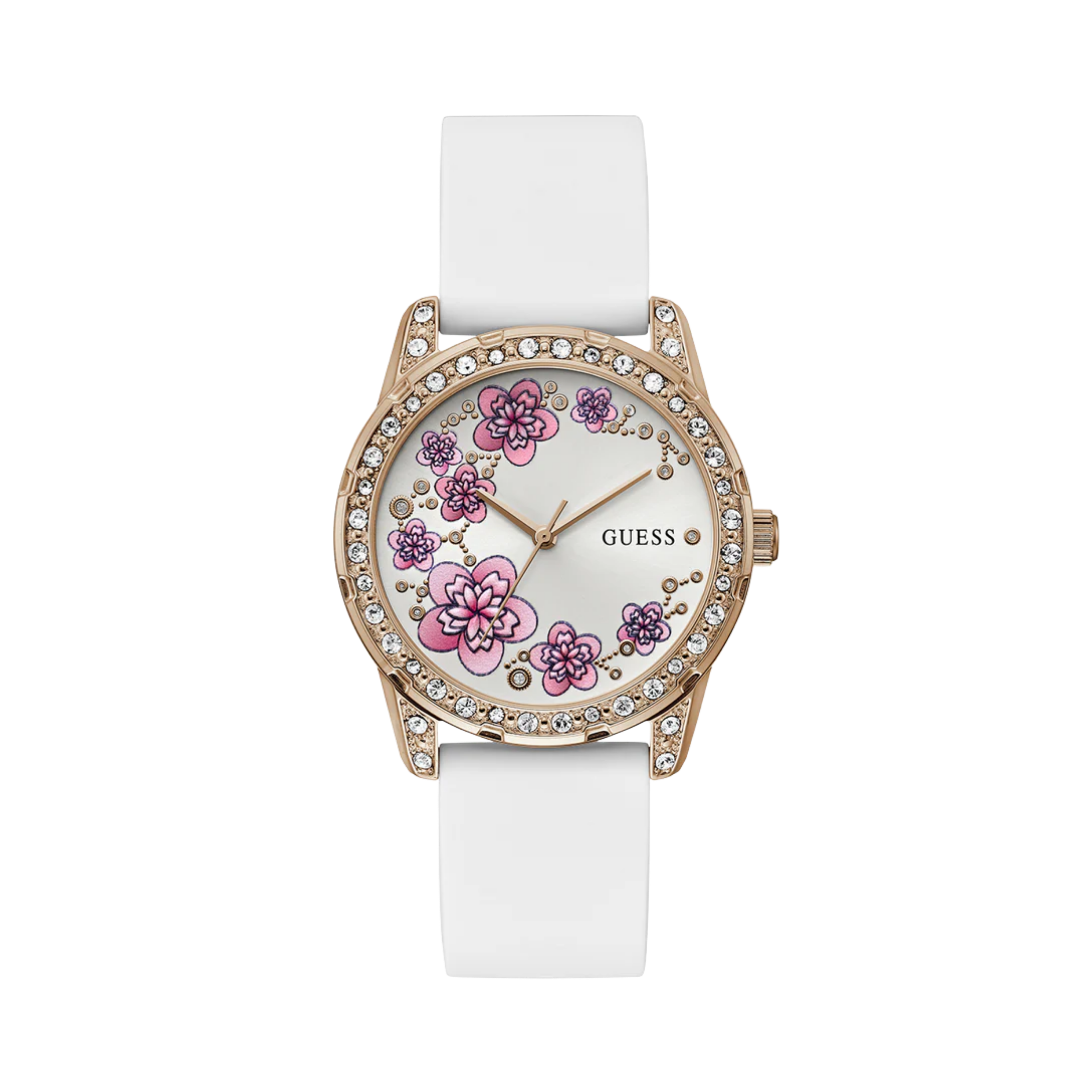 Guess Women White Rose Gold Tone Analog Watch U1399L2M - White Rose Gold