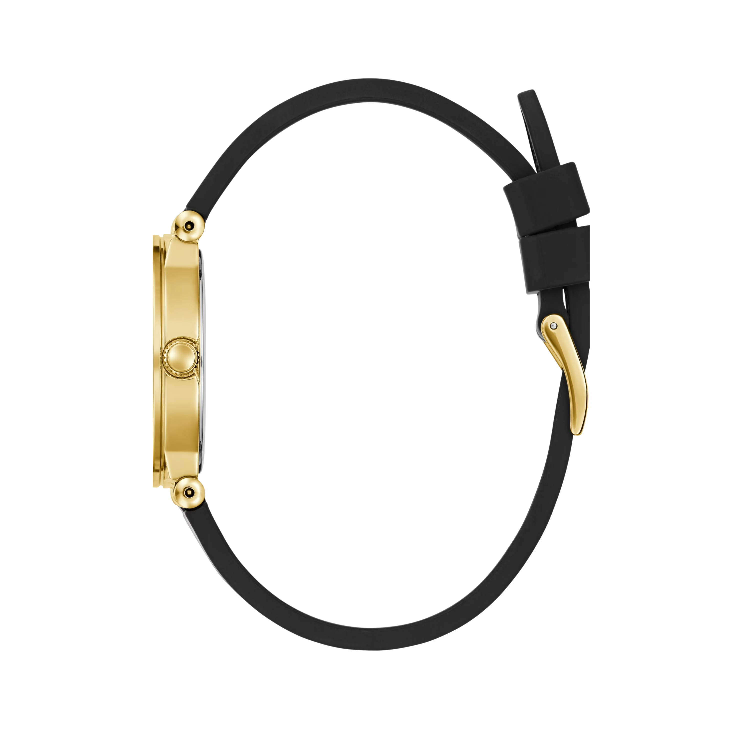 Guess Women Gold Tone Analog Silicon Watch - Black Snakeskin