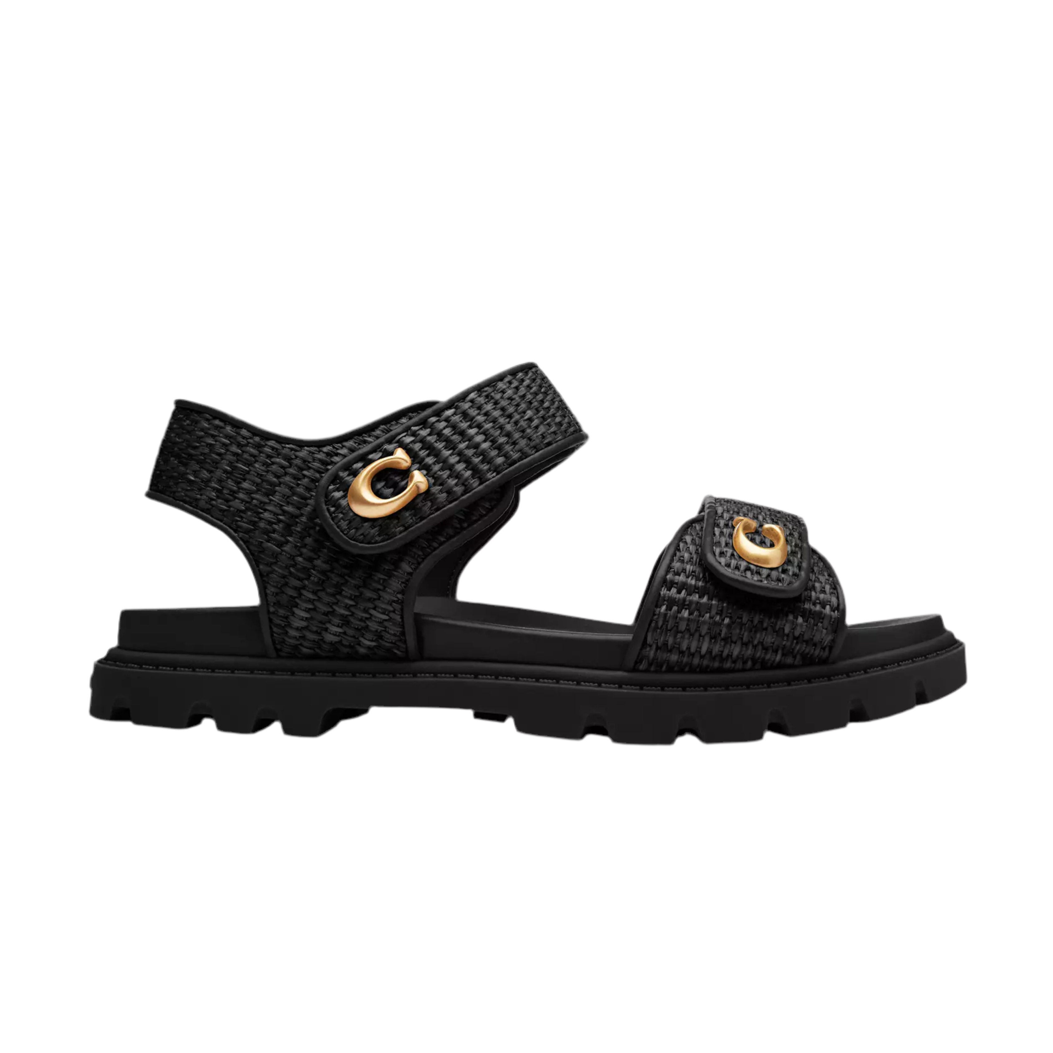 COACH Women's Brynn Sandal - Black Woven Straw