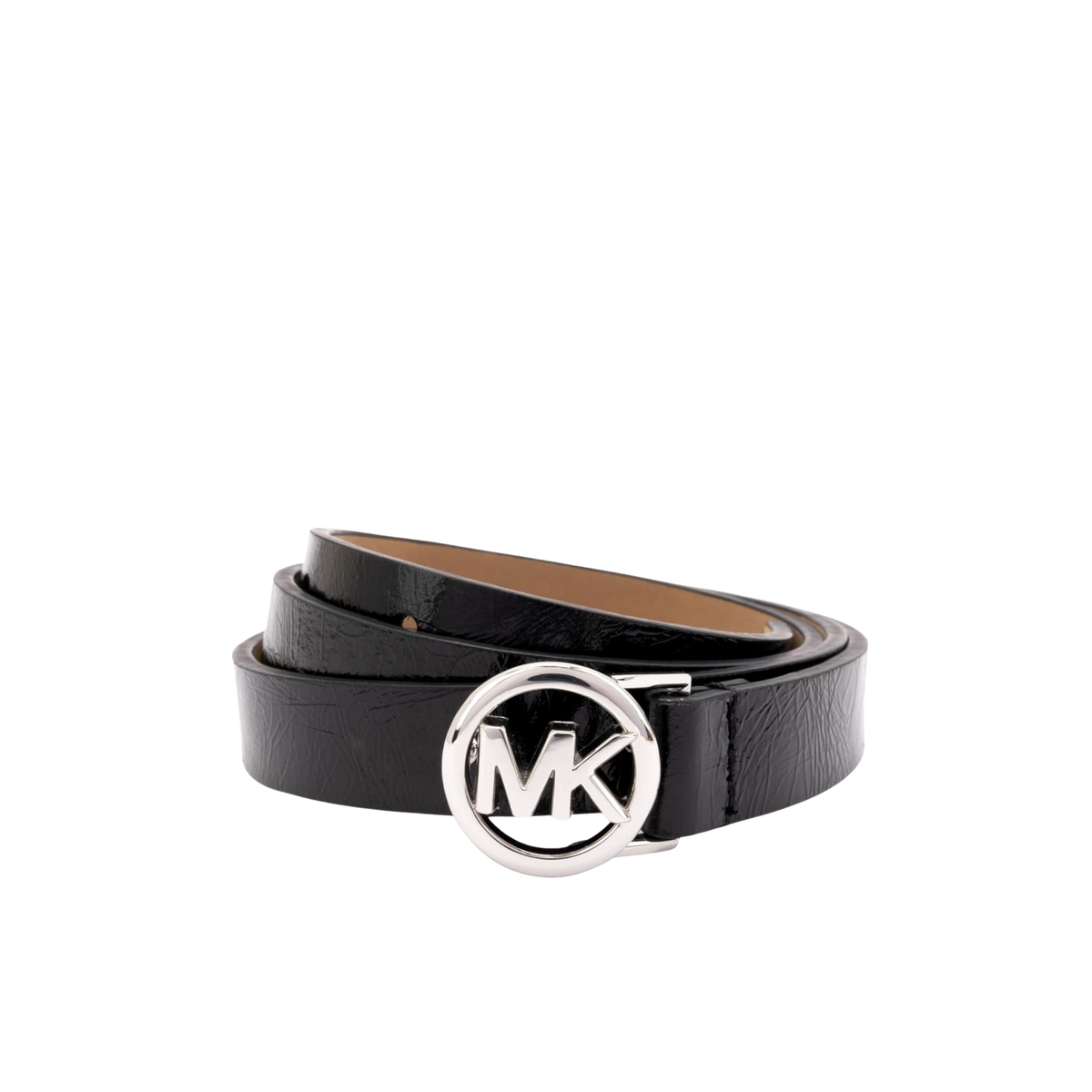 Michael Kors Women .75 Inch Logo Skinny Belt - Black Silver