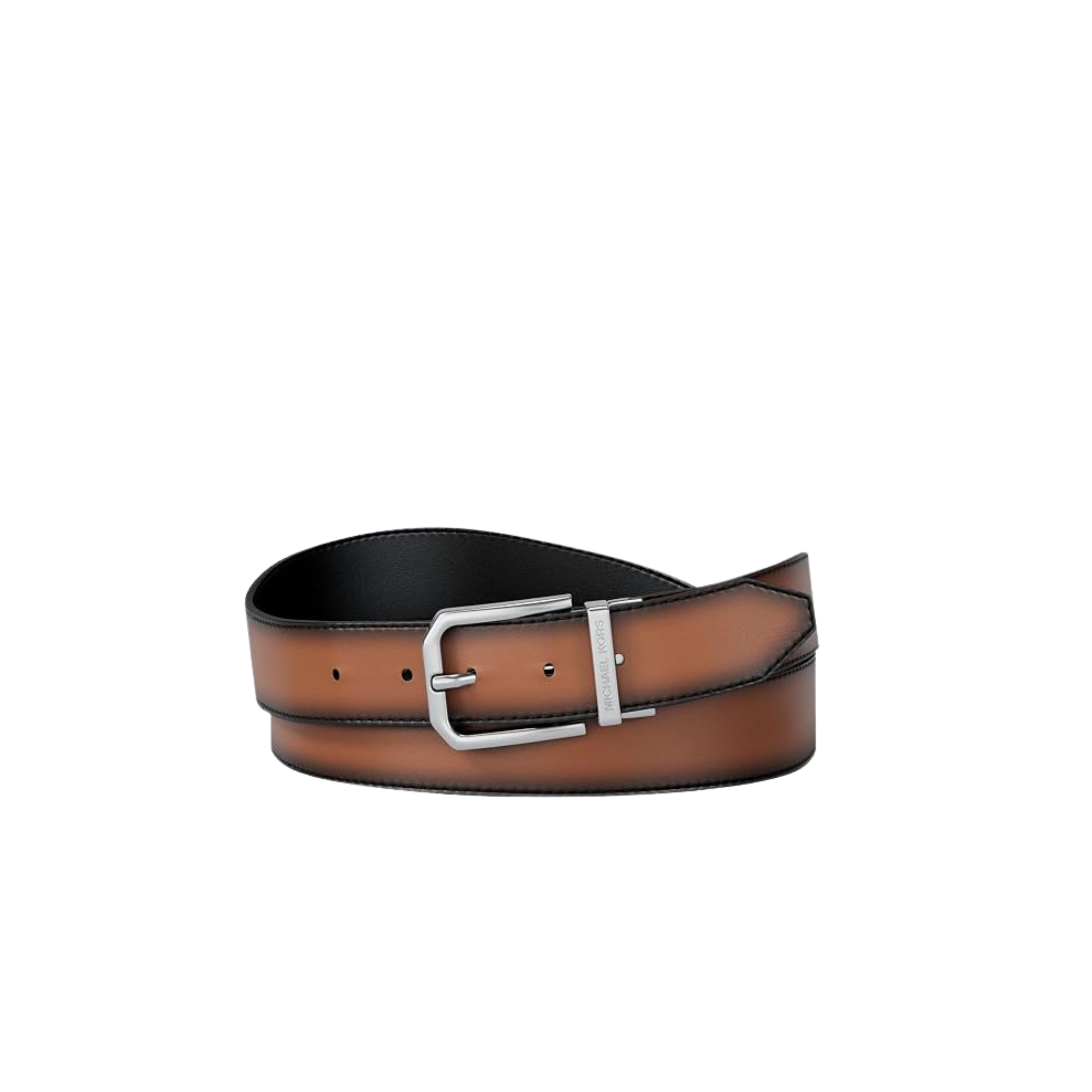 Michael Kors Men 31 MM Reversible Leather Buckle Belt - Luggage Black