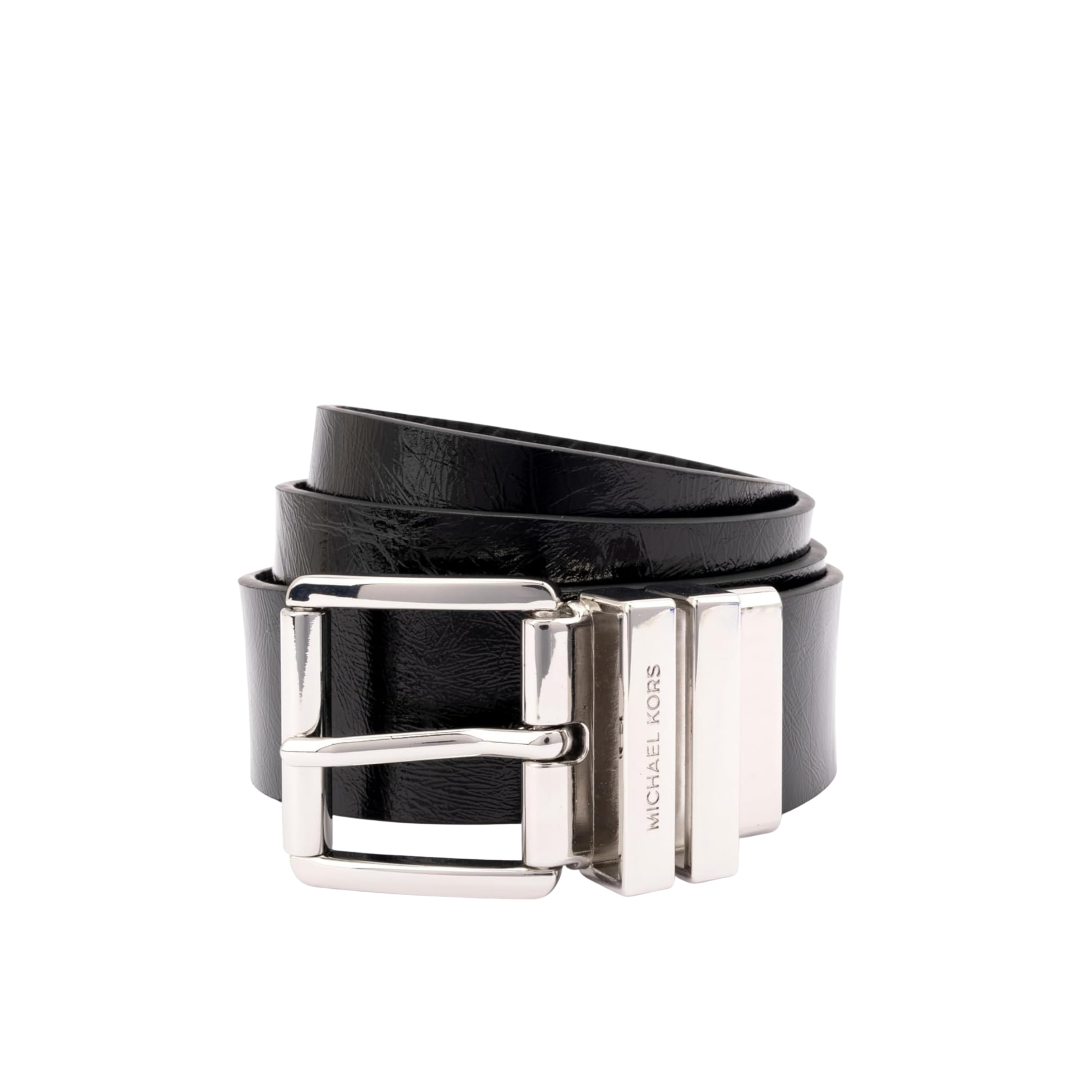 Michael Kors Women 1.5 Inch Leather Reversible Belt - Black Silver