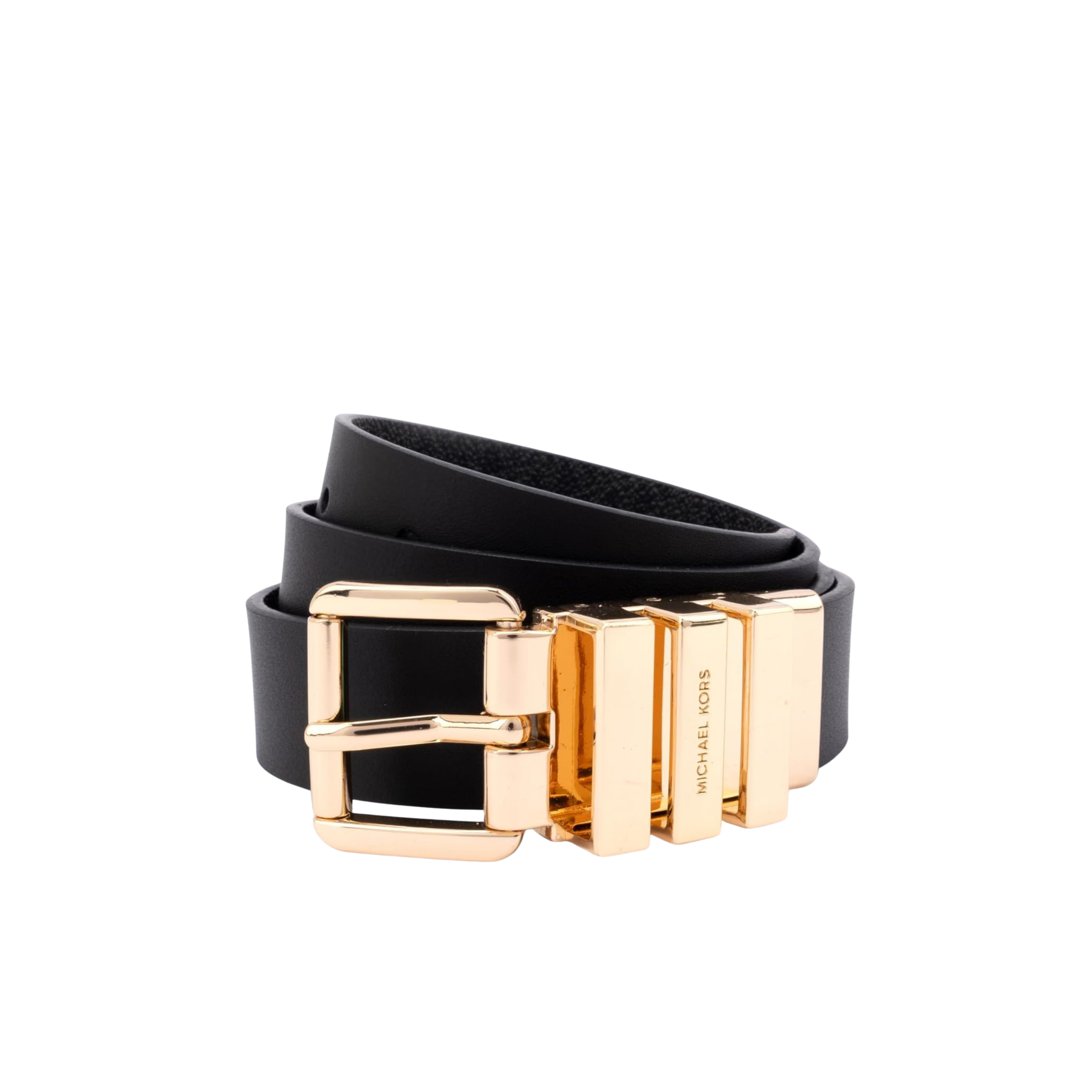 Michael Kors Women 1 Inch Reversible Leather Belt - Black Gold