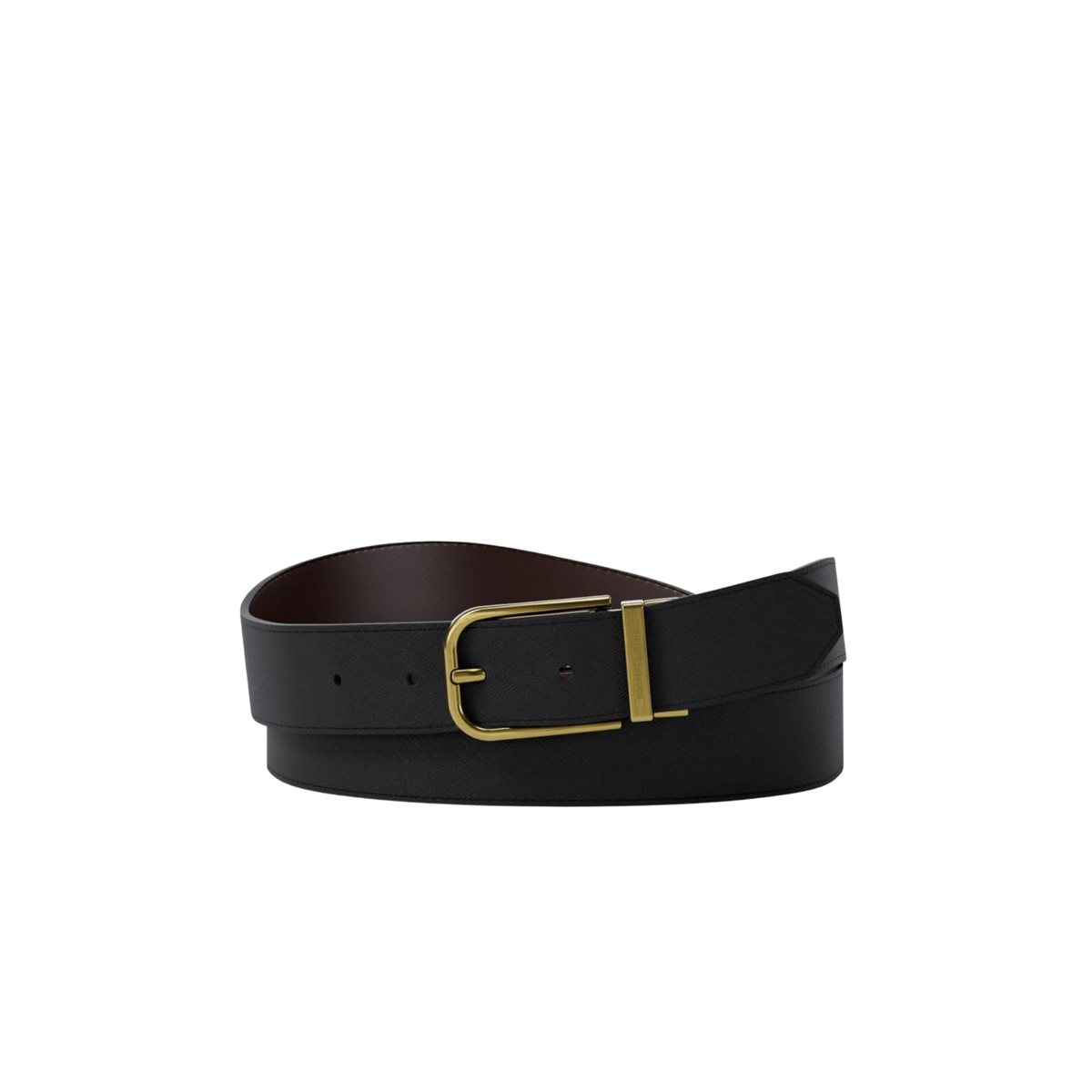 Michael Kors Men Reversible Saffiano Leather Dress Belt - Black Brown Gold