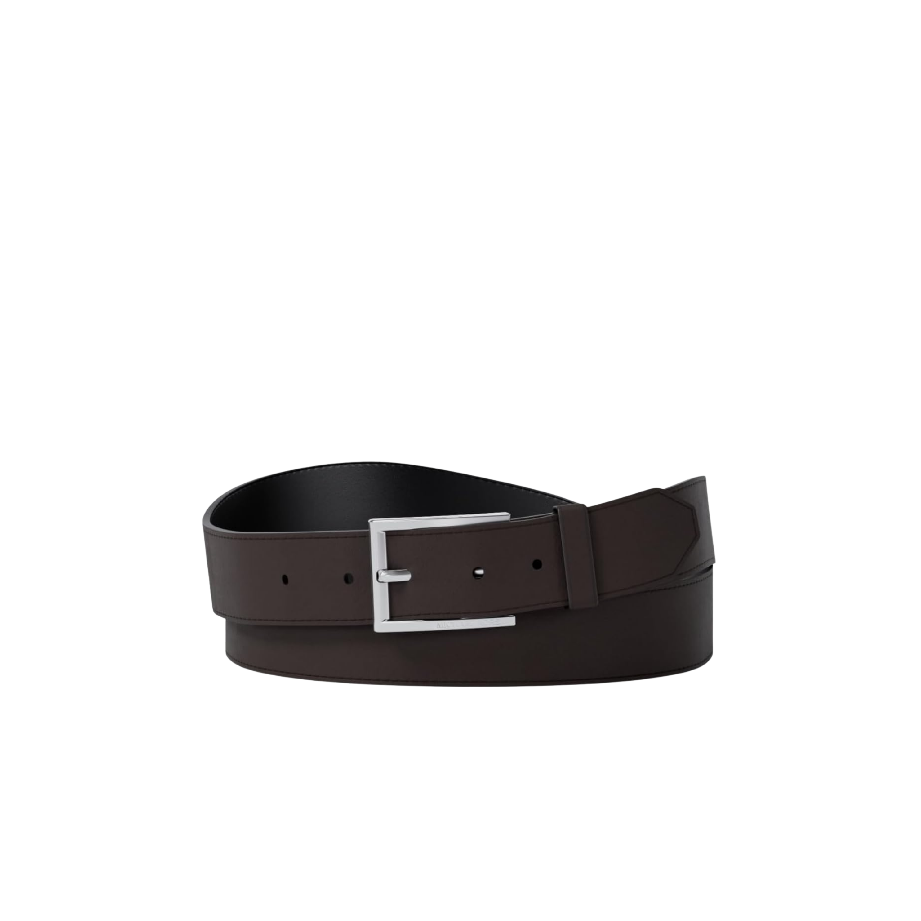 Michael Kors Men Reversible Leather Dress Belt - Silver Tone Hardware Chocolate
