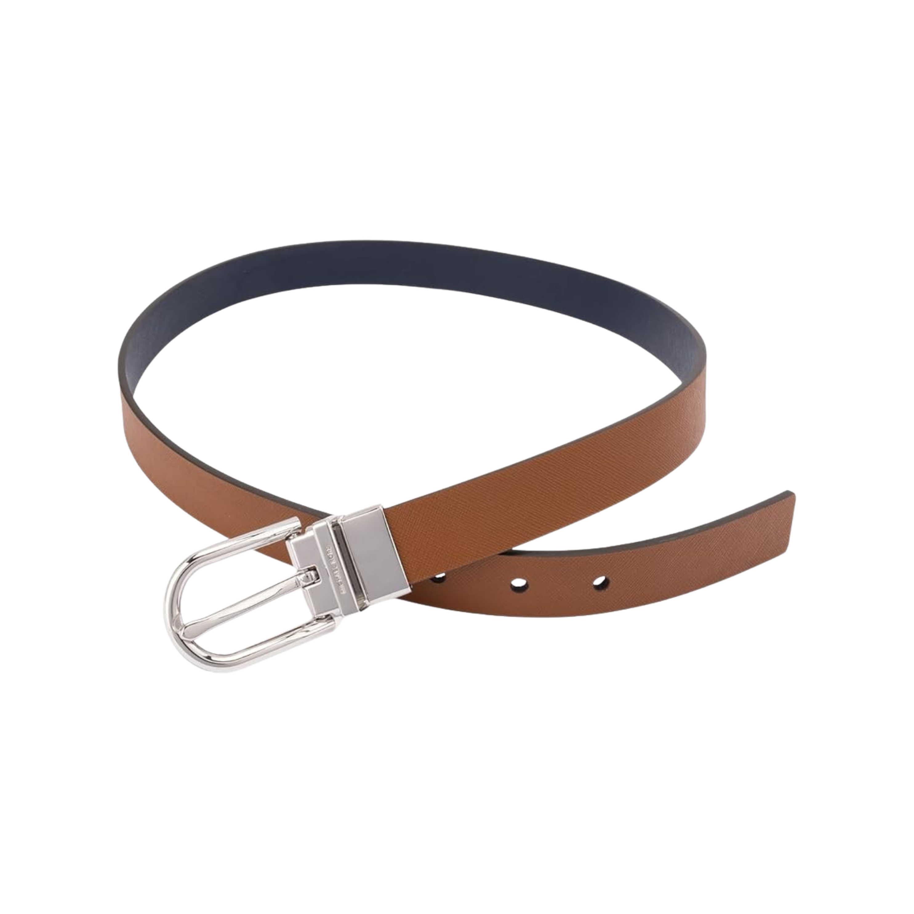 Michael Kors Women 1 Inch Reversible To Saffiano Leather Belt - Brown Navy