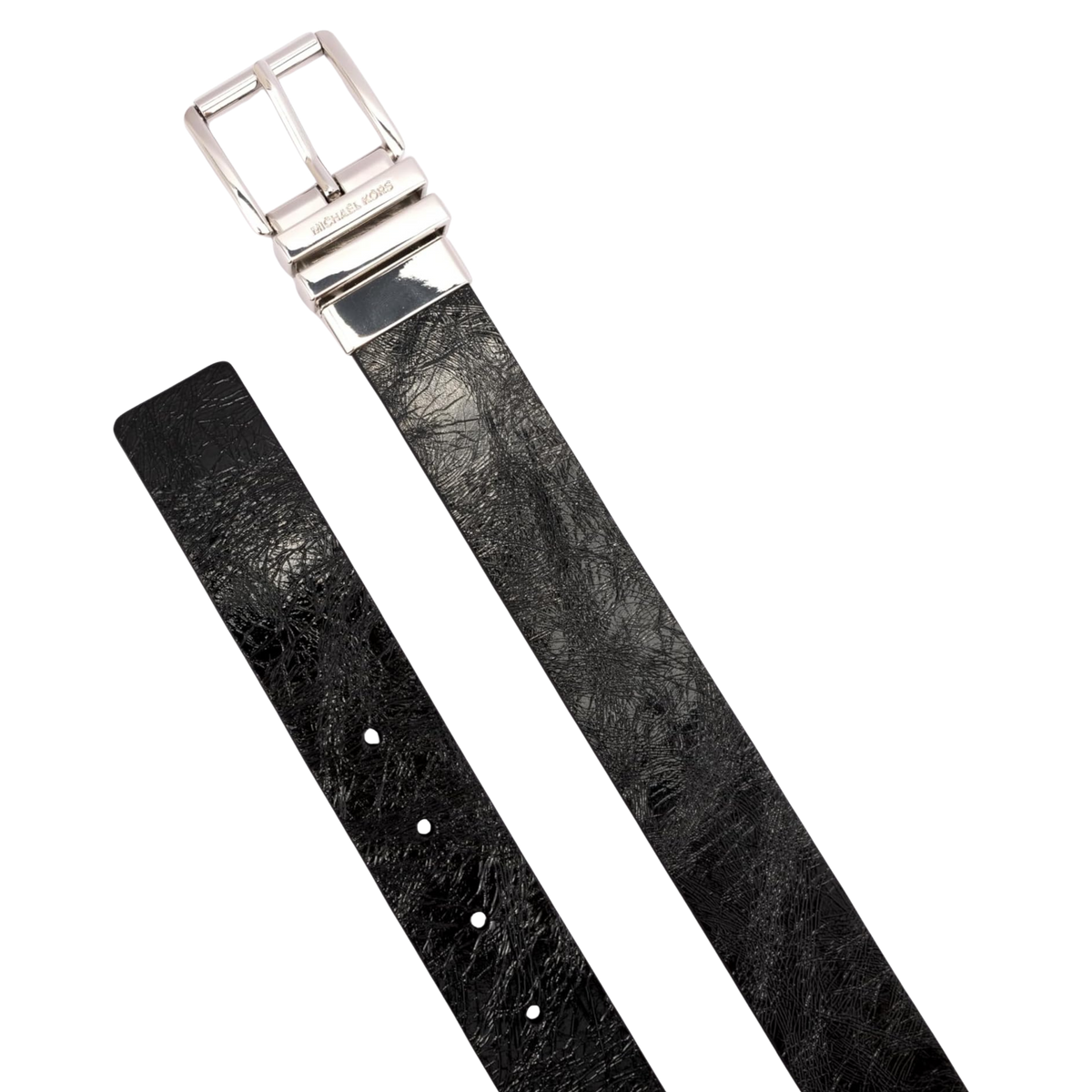 Michael Kors Women 1.5 Inch Leather Reversible Belt - Black Silver
