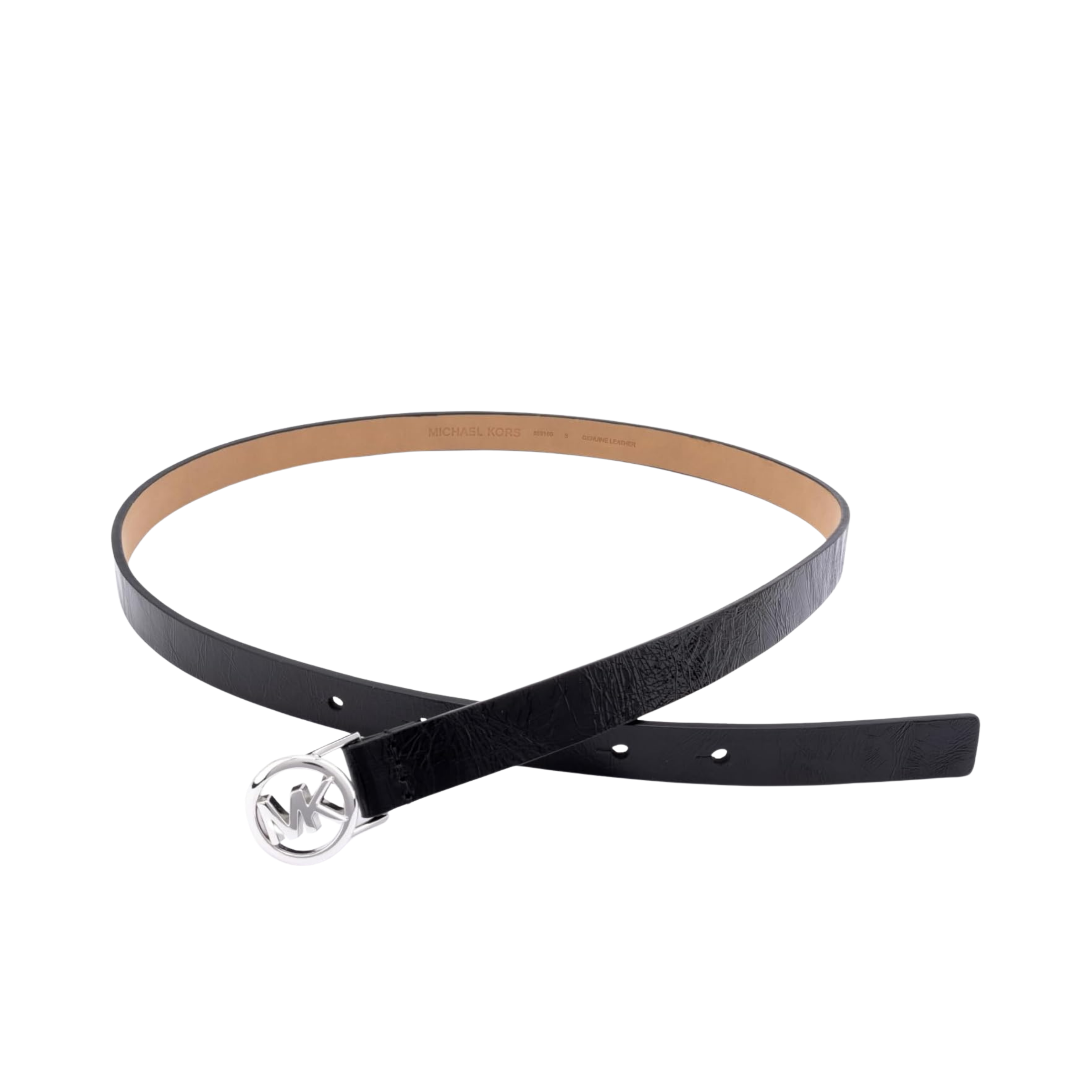 Michael Kors Women .75 Inch Logo Skinny Belt - Black Silver