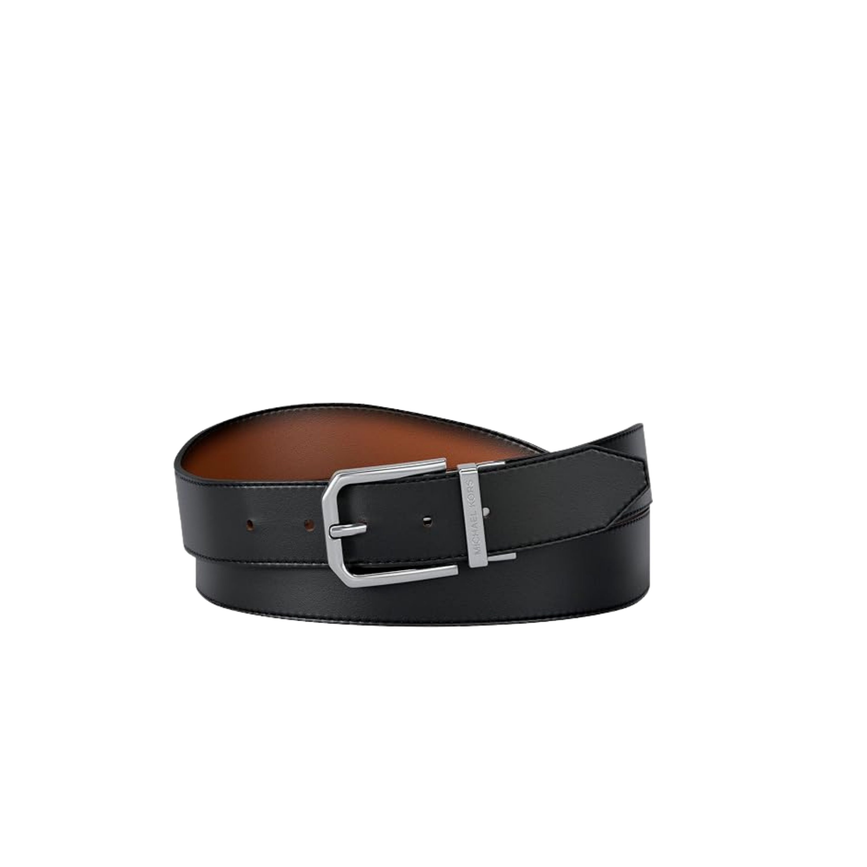 Michael Kors Men 31 MM Reversible Leather Buckle Belt - Luggage Black