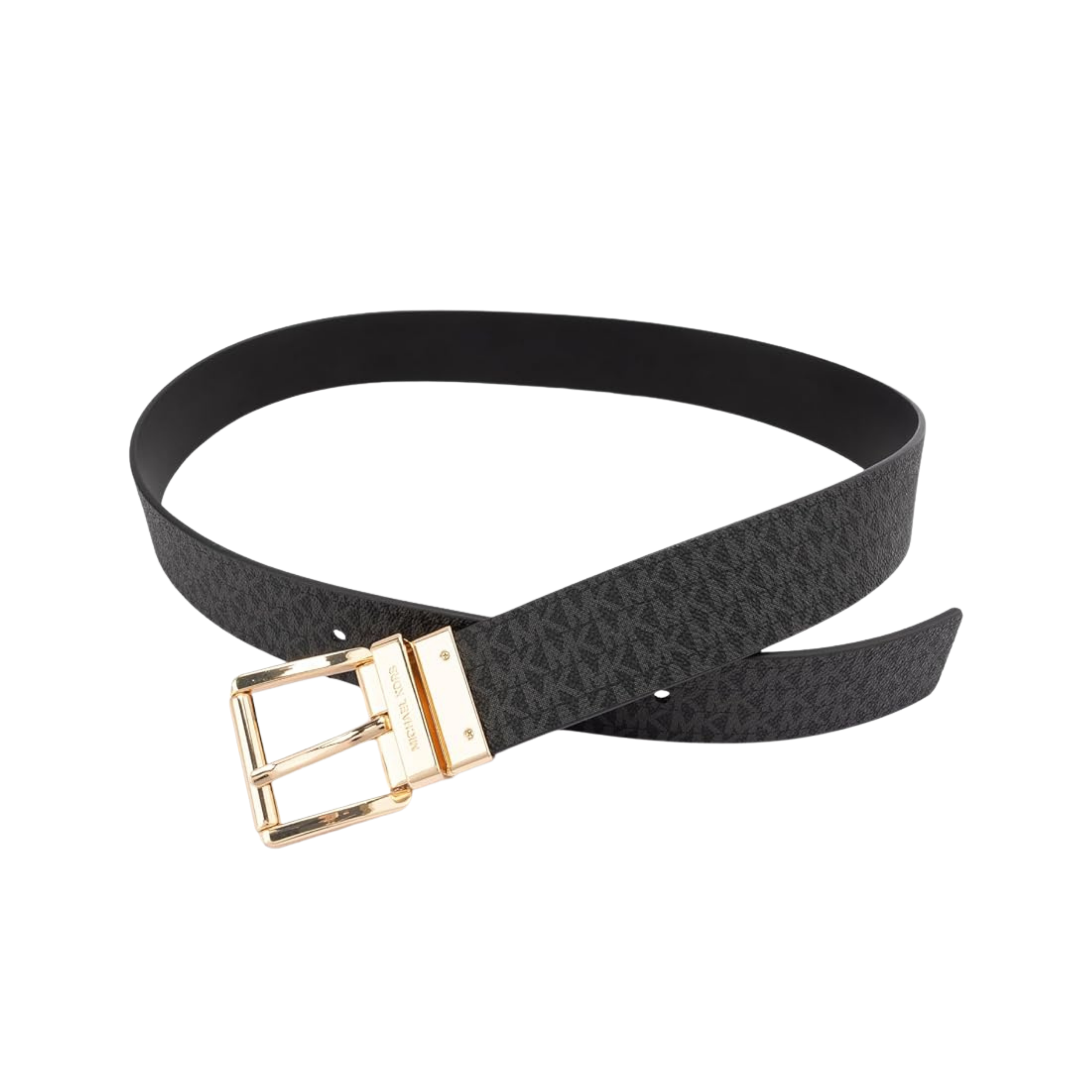 Michael Kors Women 1.5 Inch Leather Reversible Belt - Black Gold
