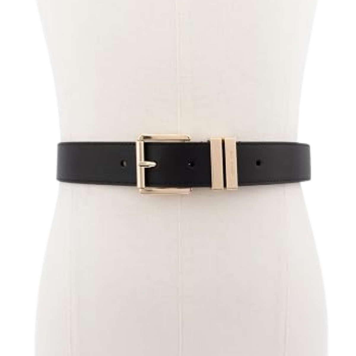 Michael Kors Women 1.25 Inch Leather Belt - Black Gold