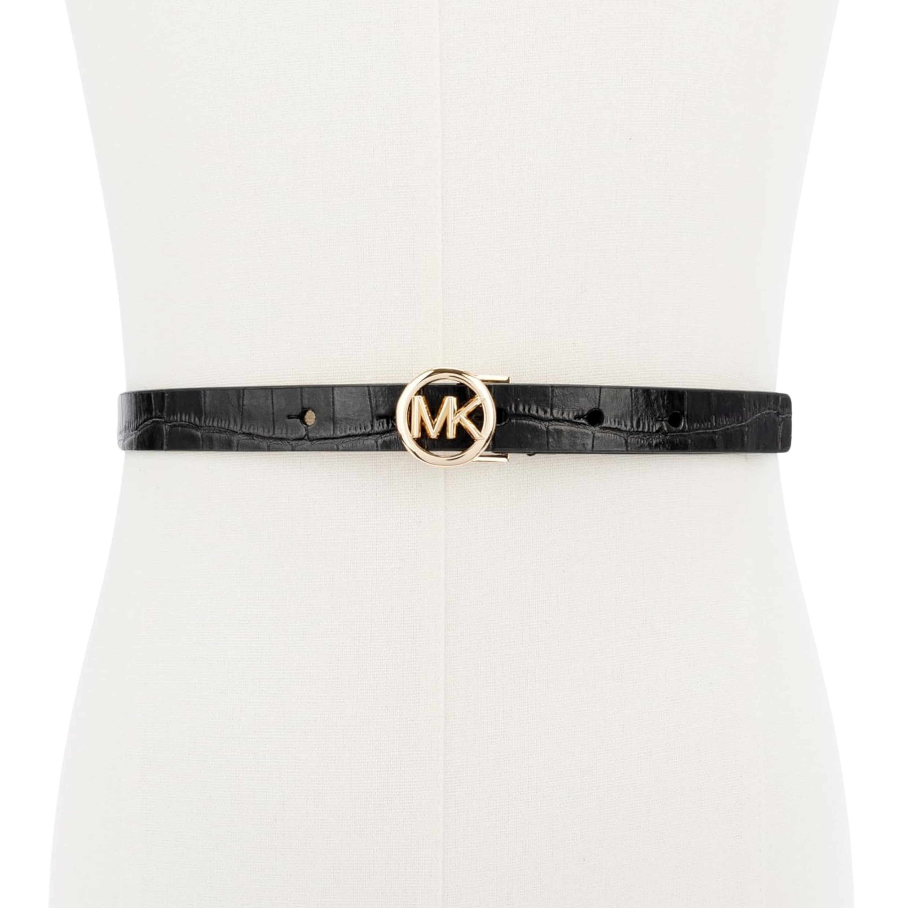 Michael Kors Women 18mm Logo Skinny Belt - Black Gold