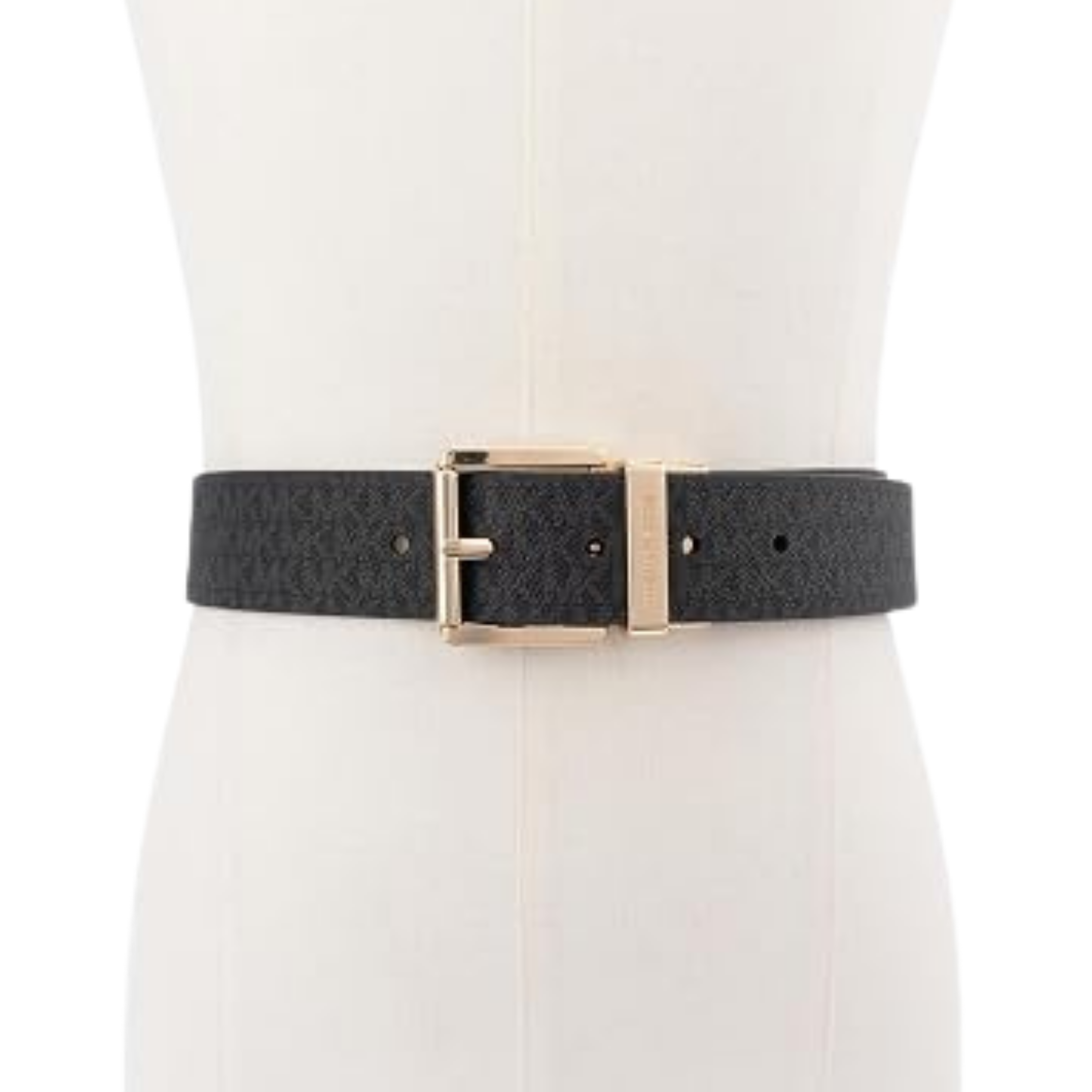 Michael Kors Women 1.5 Inch Leather Reversible Belt - Black Gold