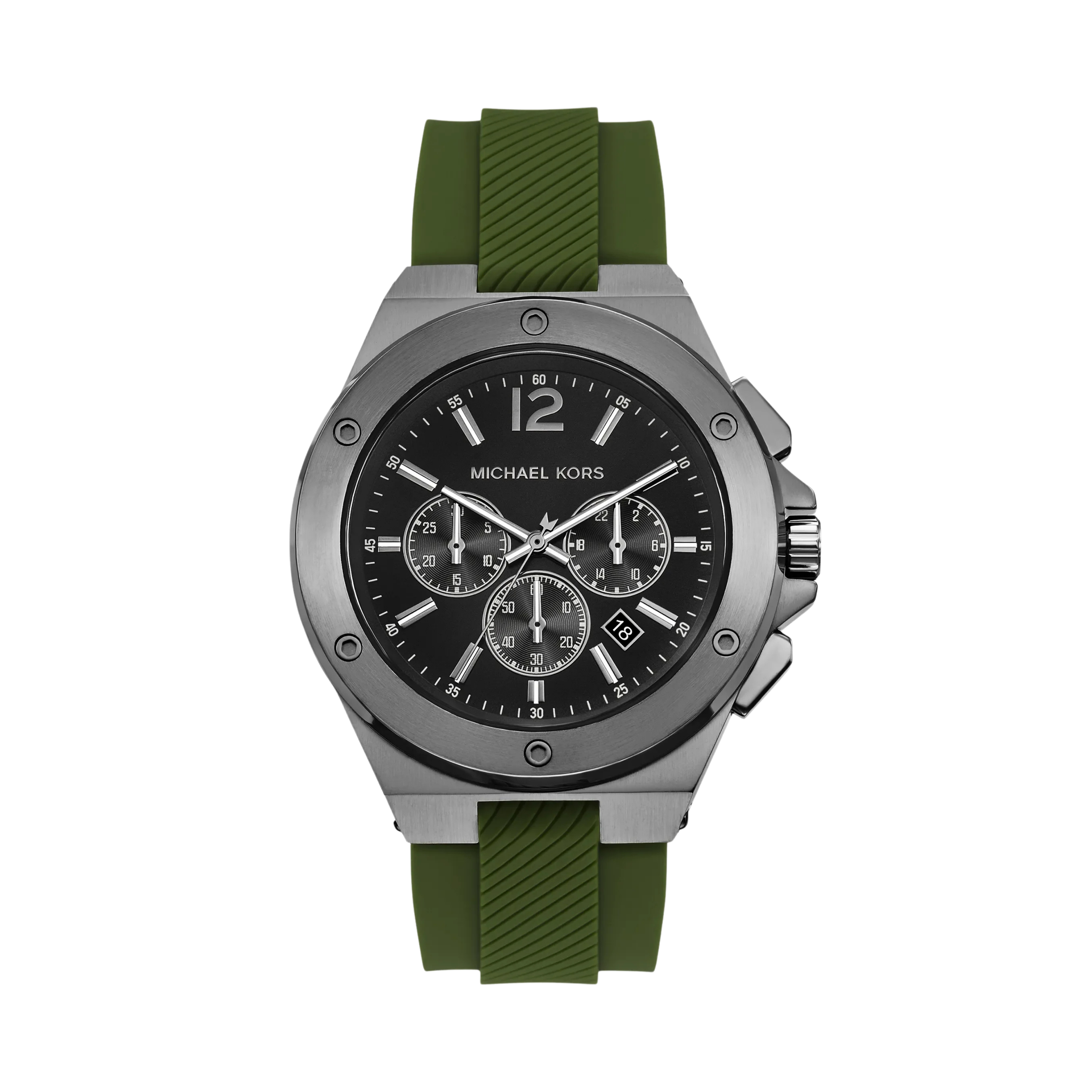 Michael Kors Men Oversized Lennox Gunmetal Tone and Silicone Watch - Gunmetal