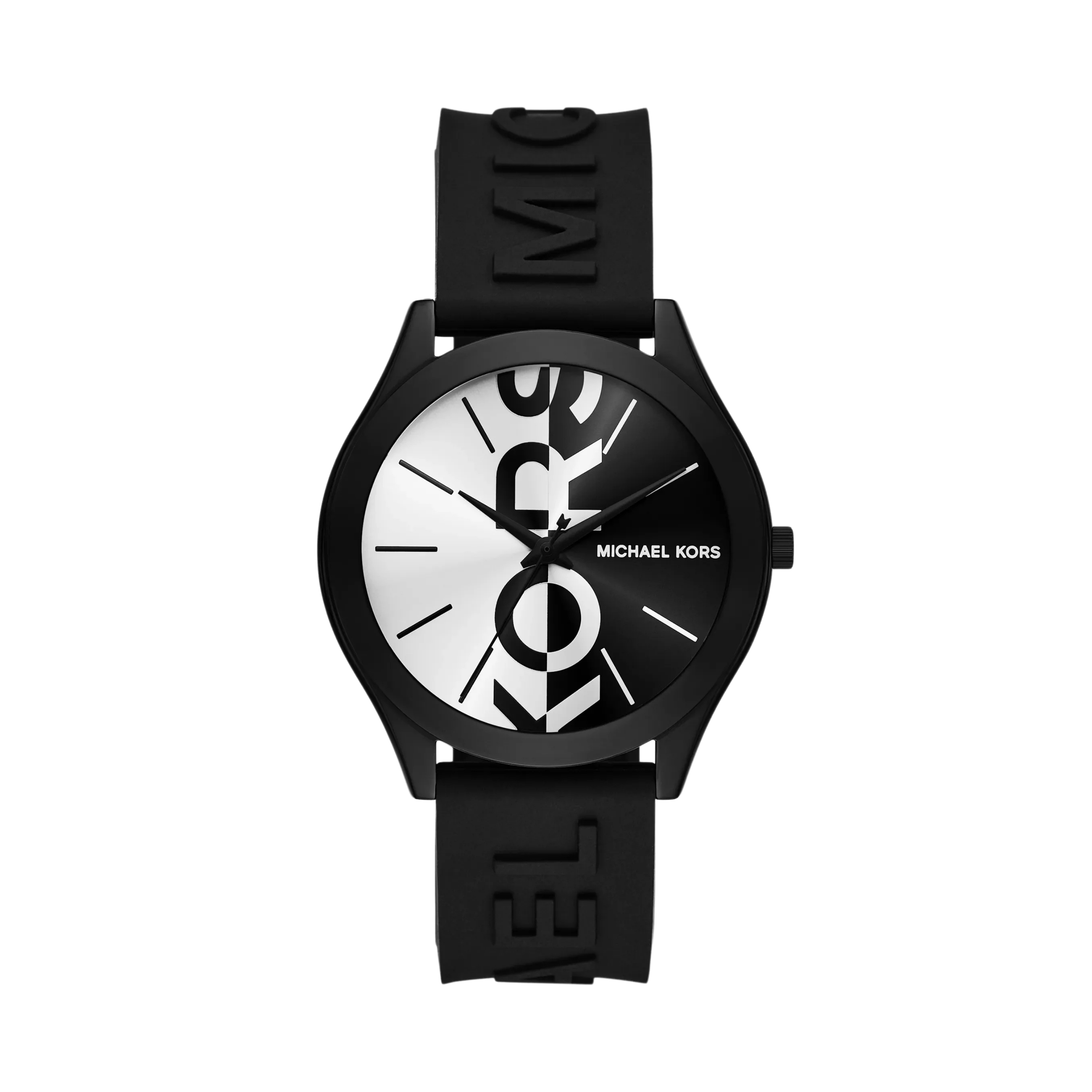 Michael Kors Women Oversized Aspyn Stainless Steel and Silicone Strap Watch - Black