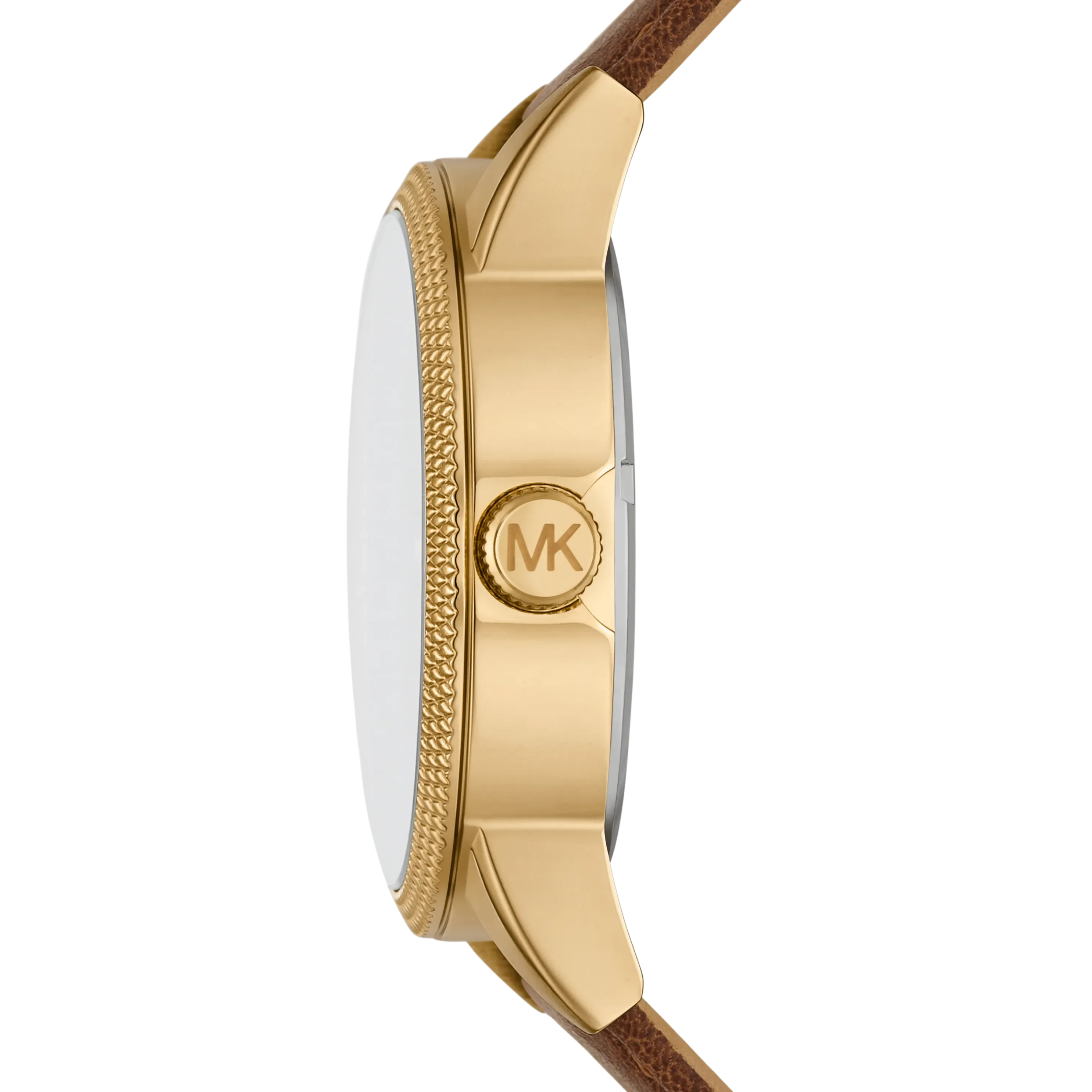 Michael Kors Men Oversized Hutton Gold Tone and Leather Watch - Luggage Gold