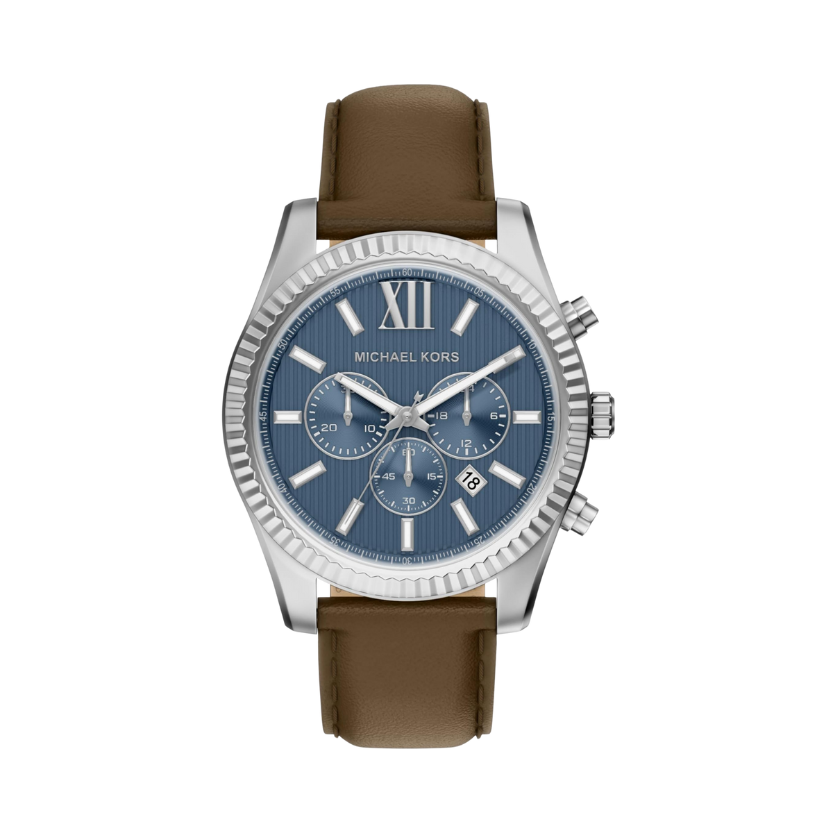 Michael Kors Men Lexington Leather Watch - Silver Brown