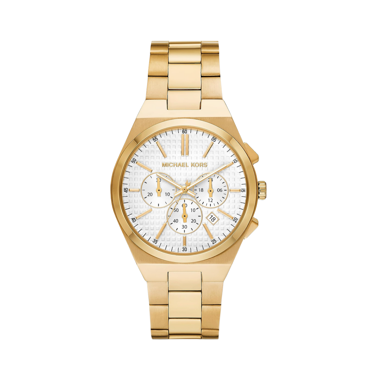 Michael Kors Men Lennox Stainless Steel Chronograph Watch - Gold White