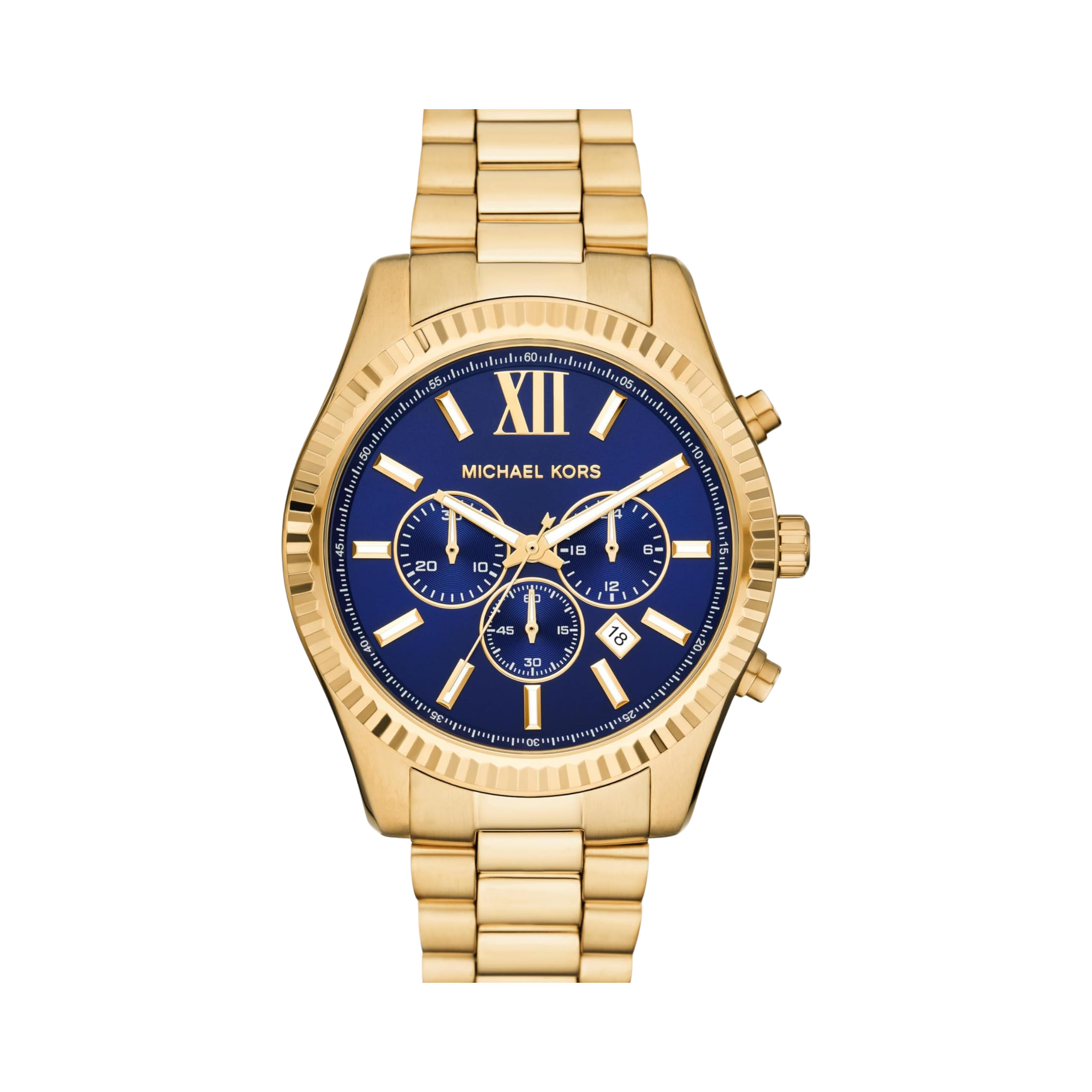Michael Kors Men Lexington Stainless Steel Bracelet Watch - Gold Blue Dial