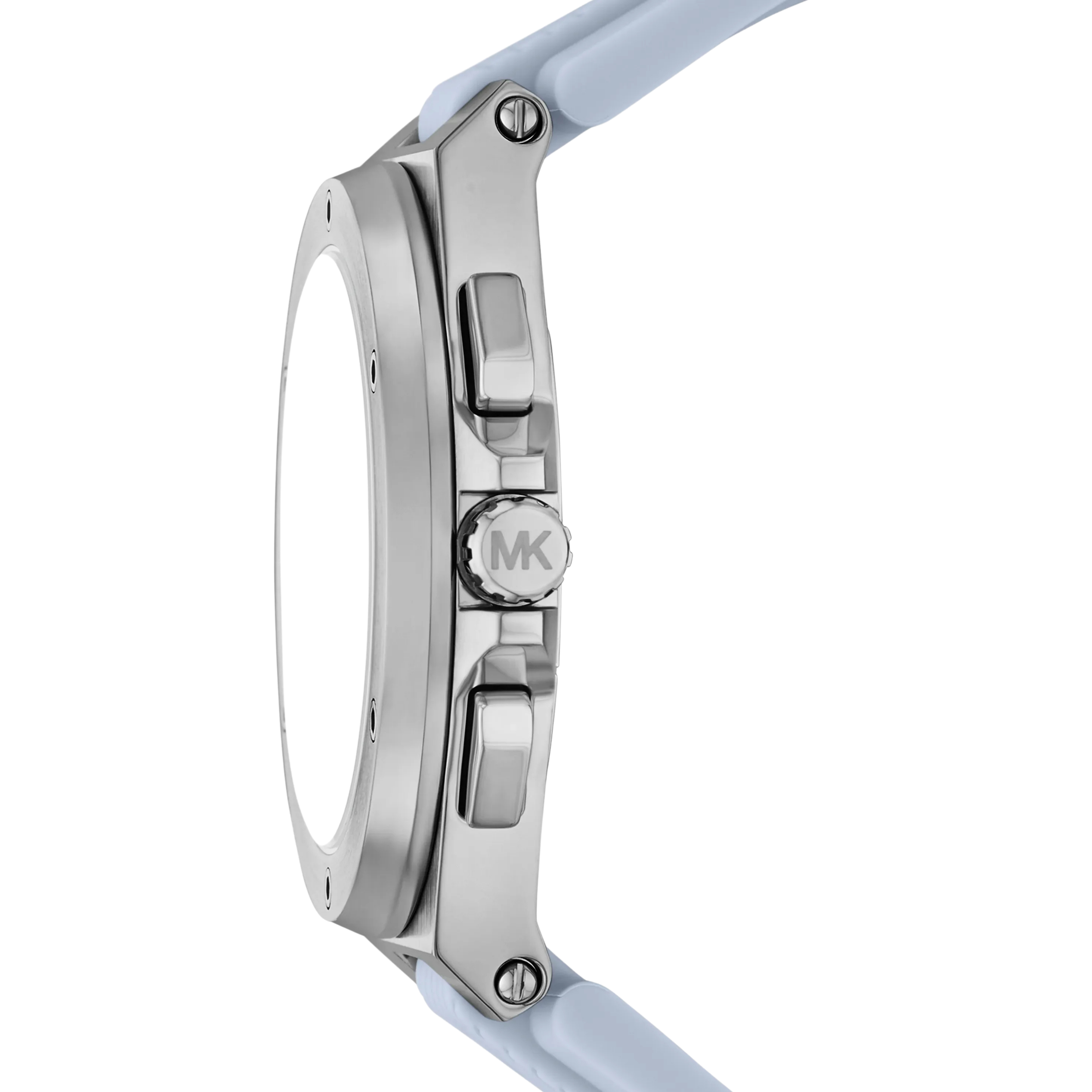 Michael Kors Men Oversized Lennox Silver Tone and Silicone Watch - Silver Blue