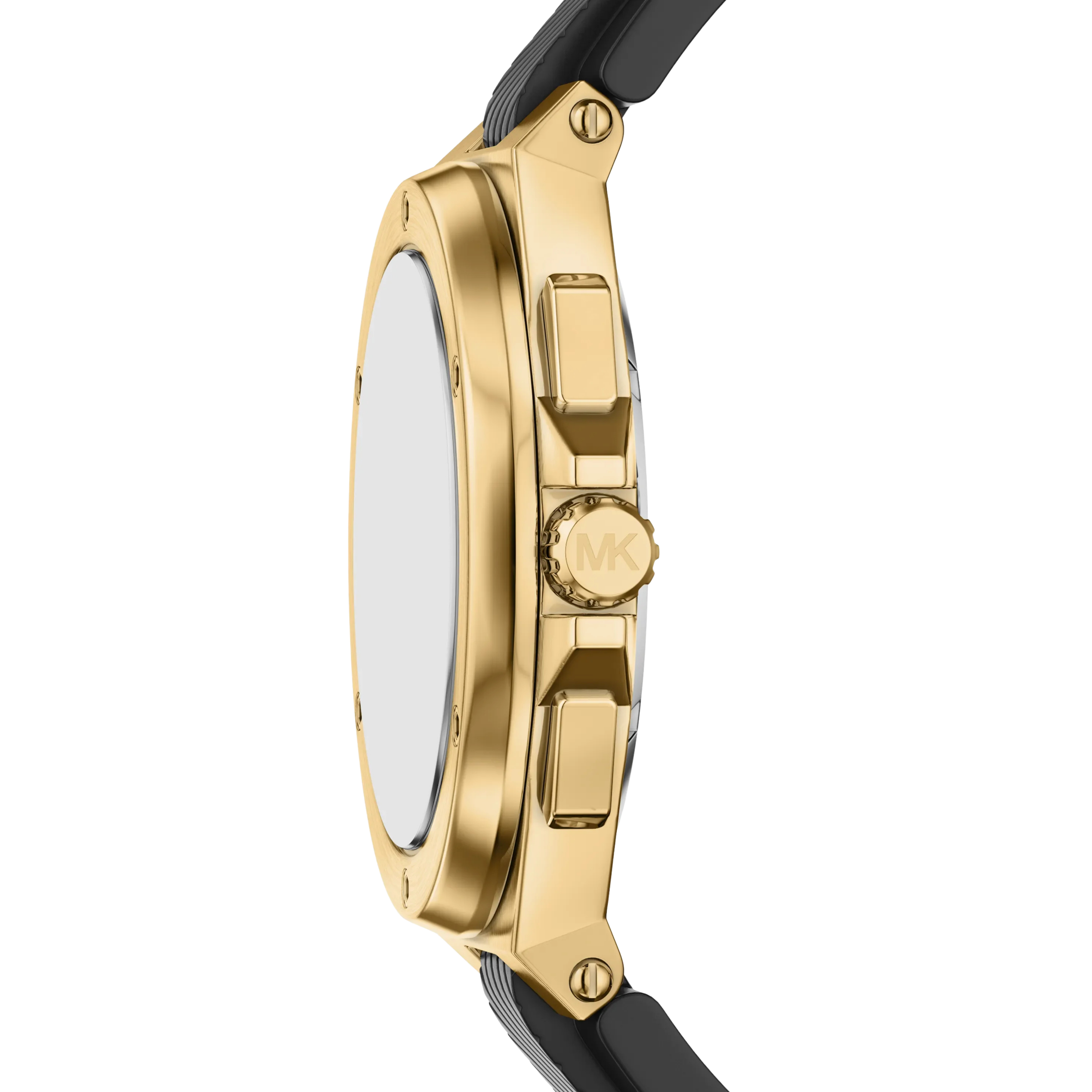 Michael Kors Men Oversized Lennox Gold Tone and Silicone Watch - Gold Black