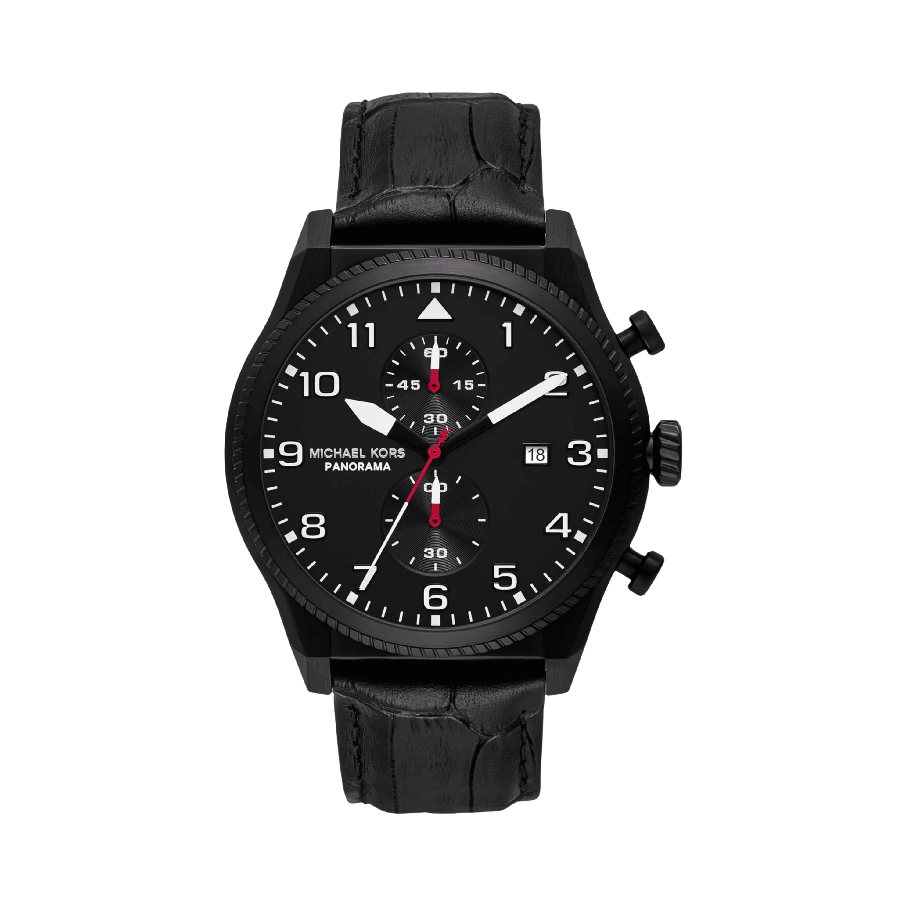 Michael Kors Men Panorama Leather Band Watch - Black Band