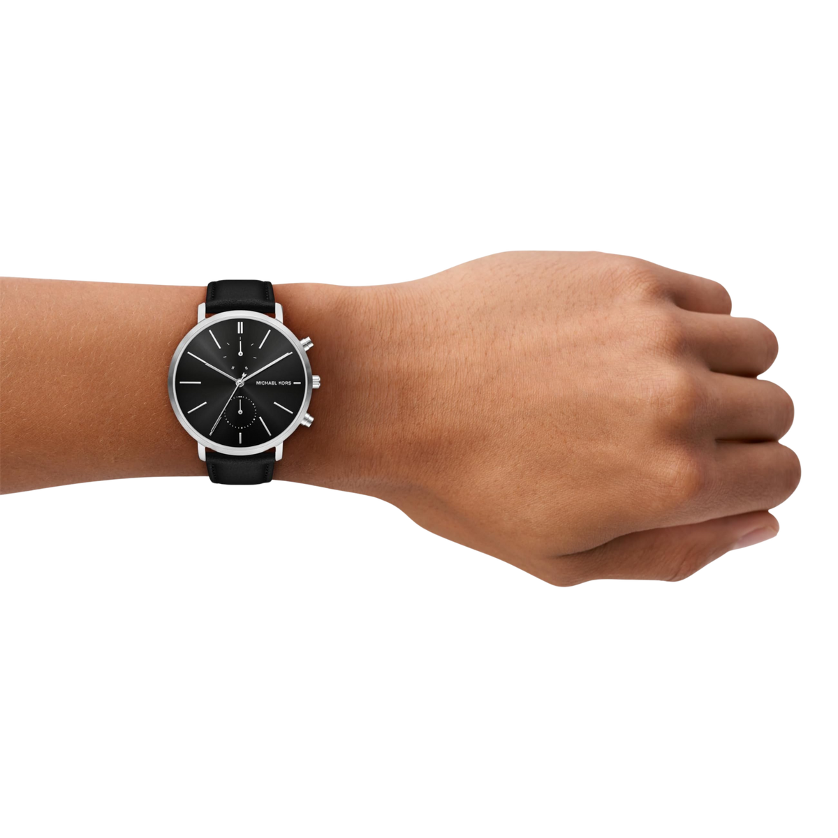 Michael Kors Men Blake Leather Watch - Silver Black