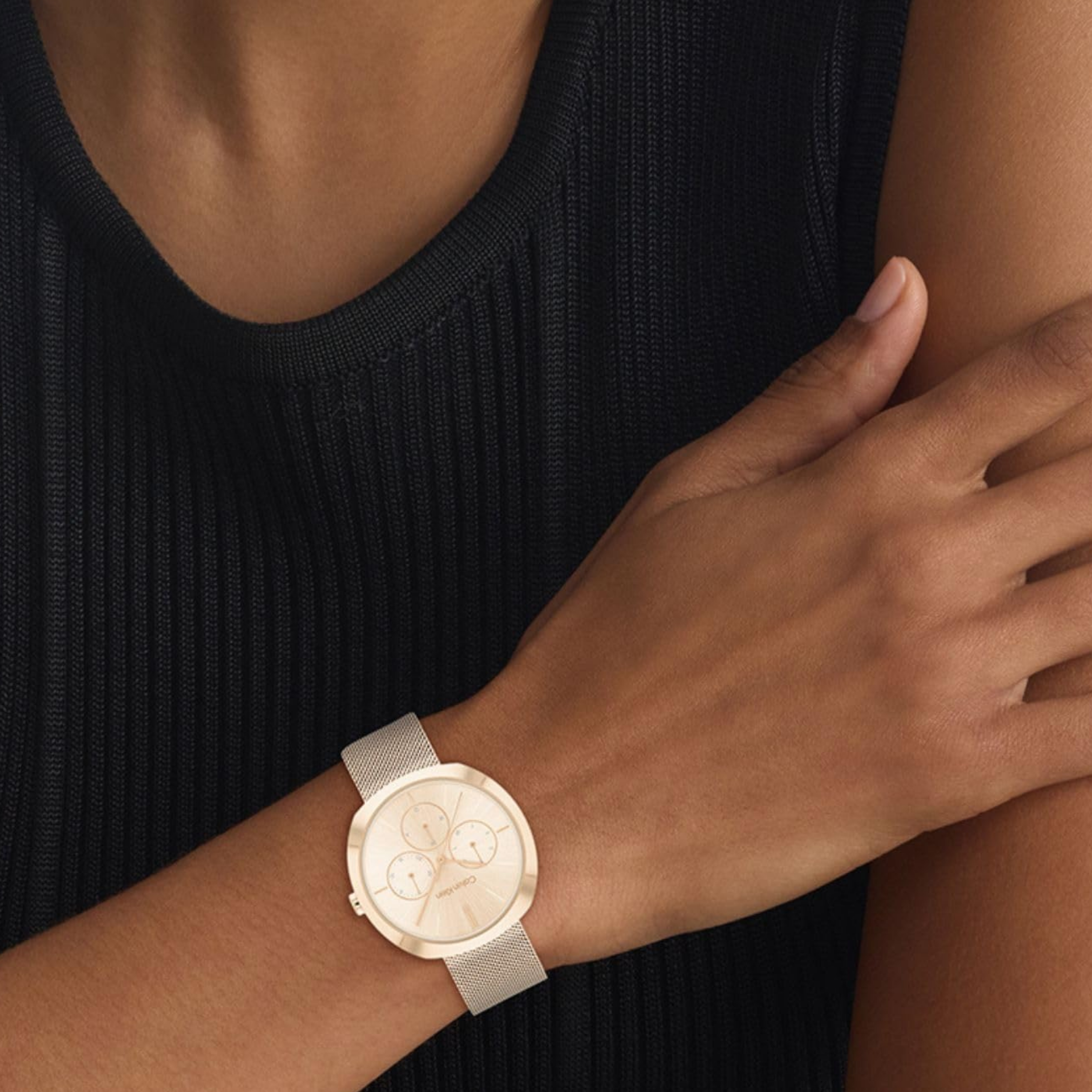 Calvin Klein Women Shape Quartz Multi Function Watch - Carnation Gold