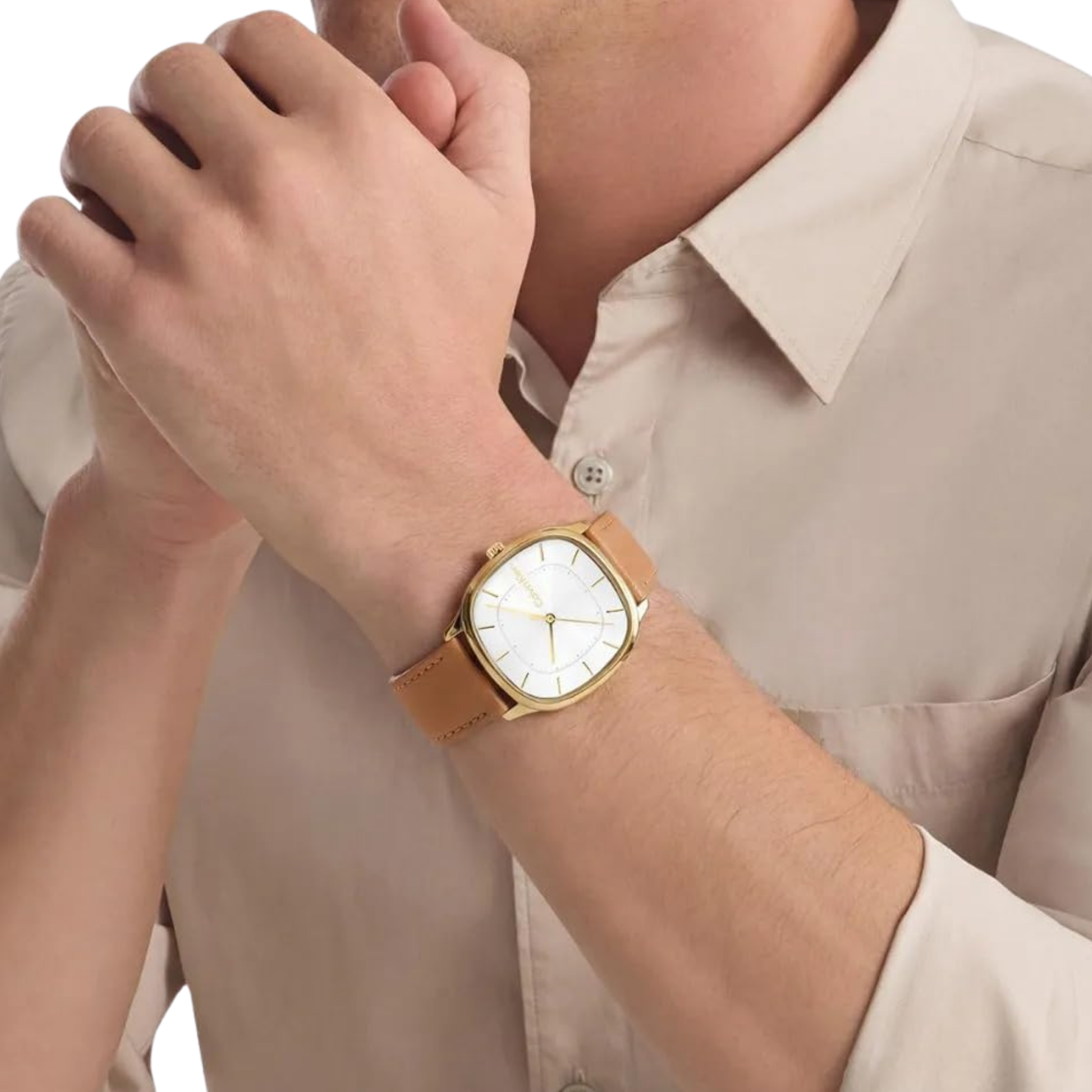Calvin Klein Men CK Shape Watch - Tan