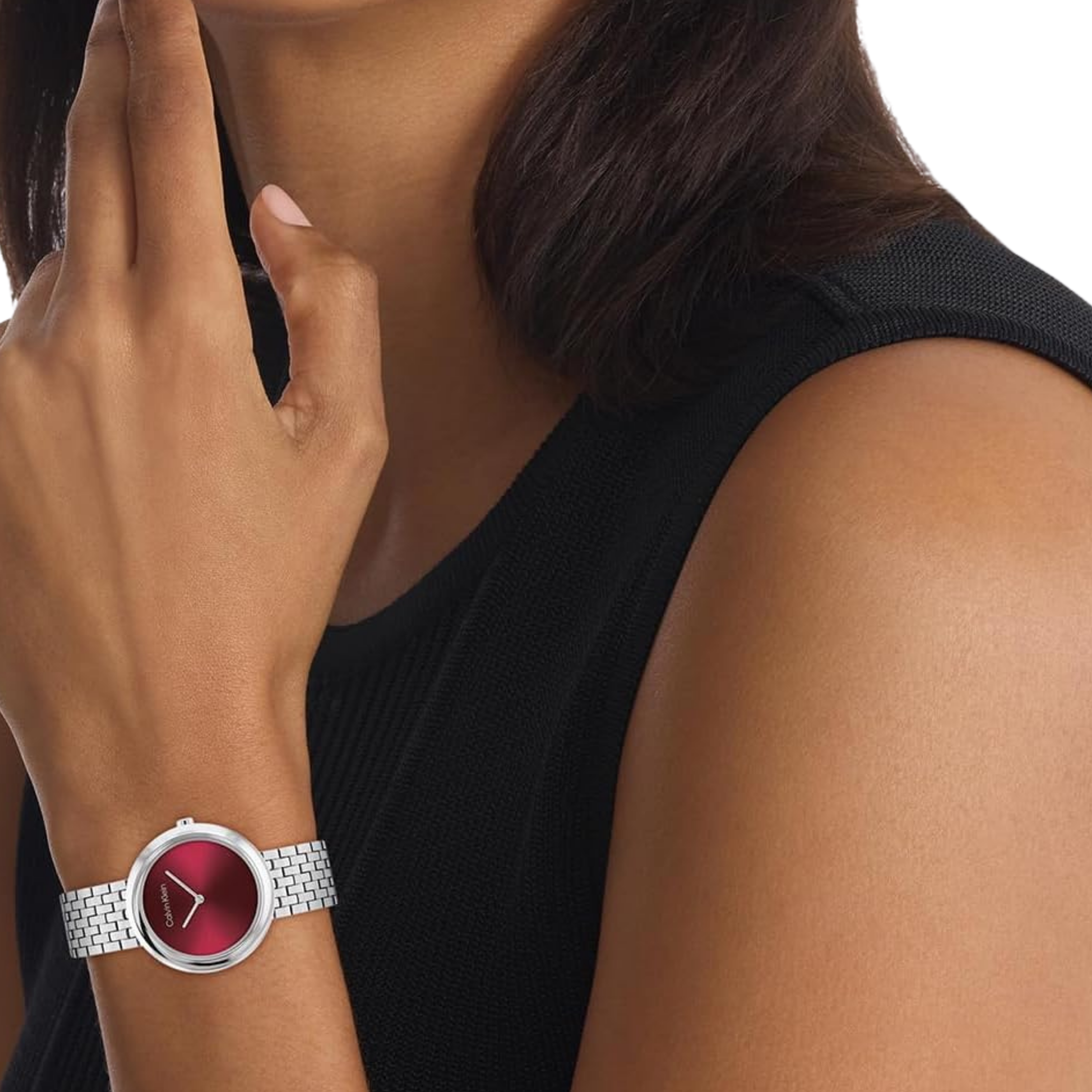 Calvin Klein Women Twisted Bezel Stainless Steel Watch - Silver