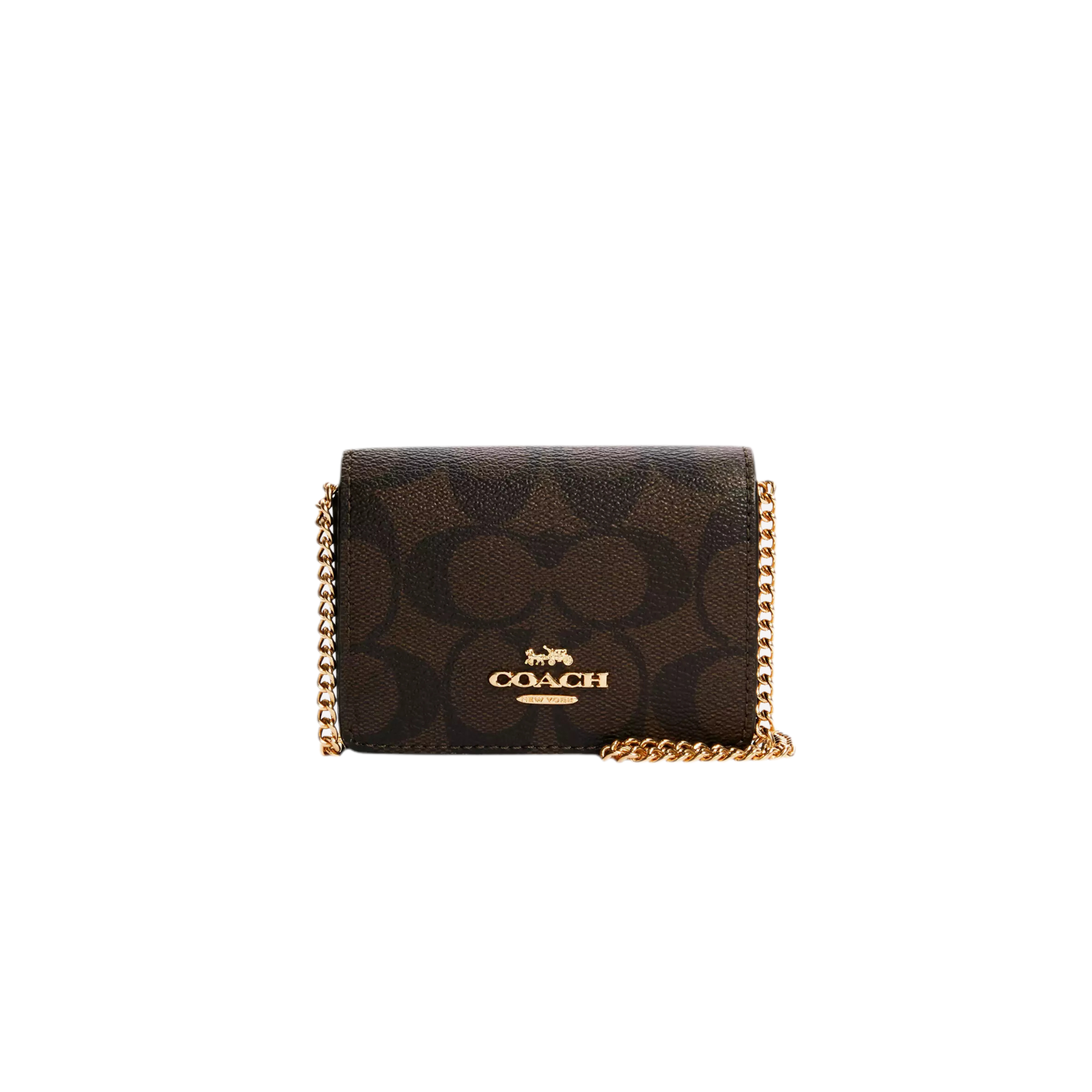 COACH Mini Wallet On A Chain - Brown Black