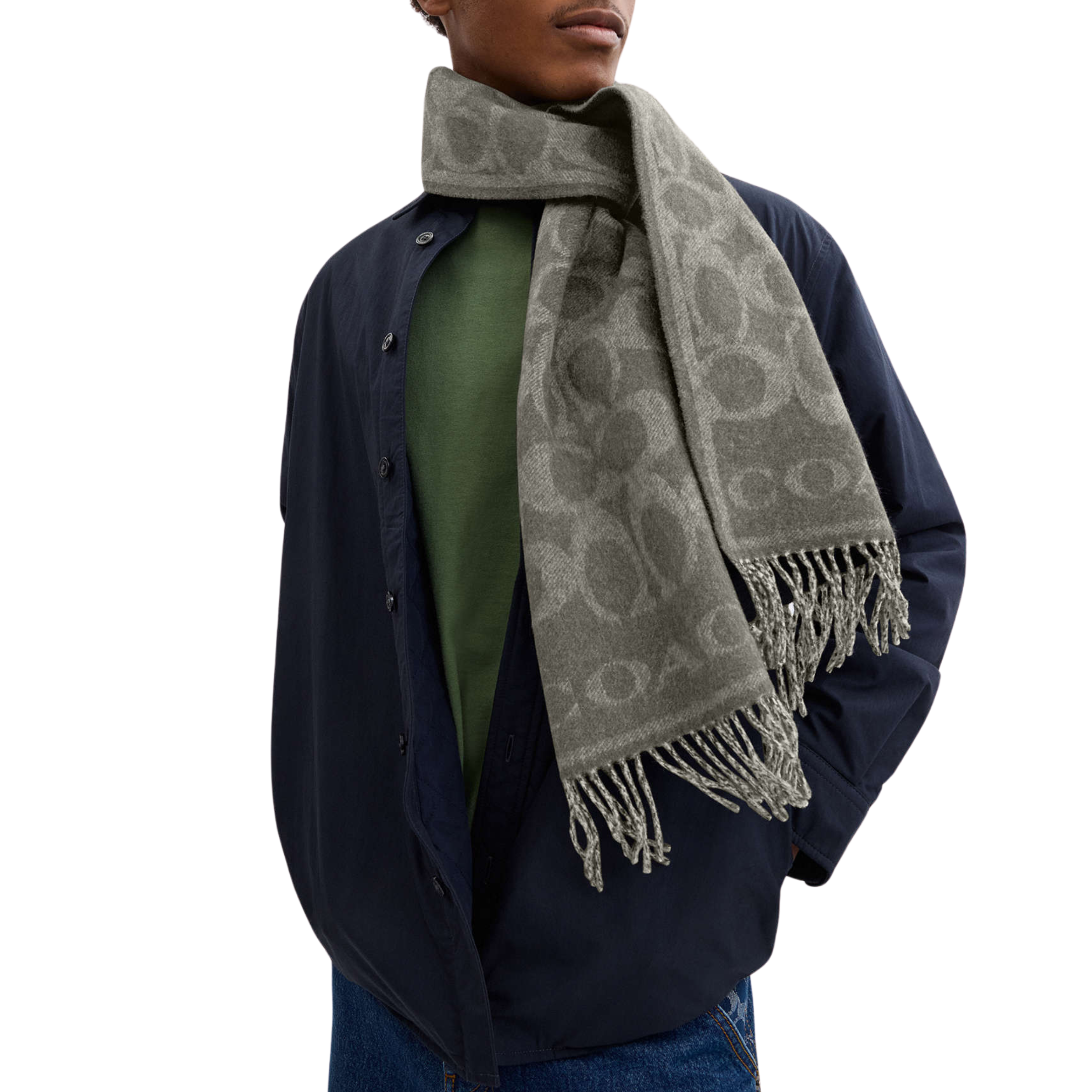 Coach Reversible Signature Cashmere Muffler - Dove Grey