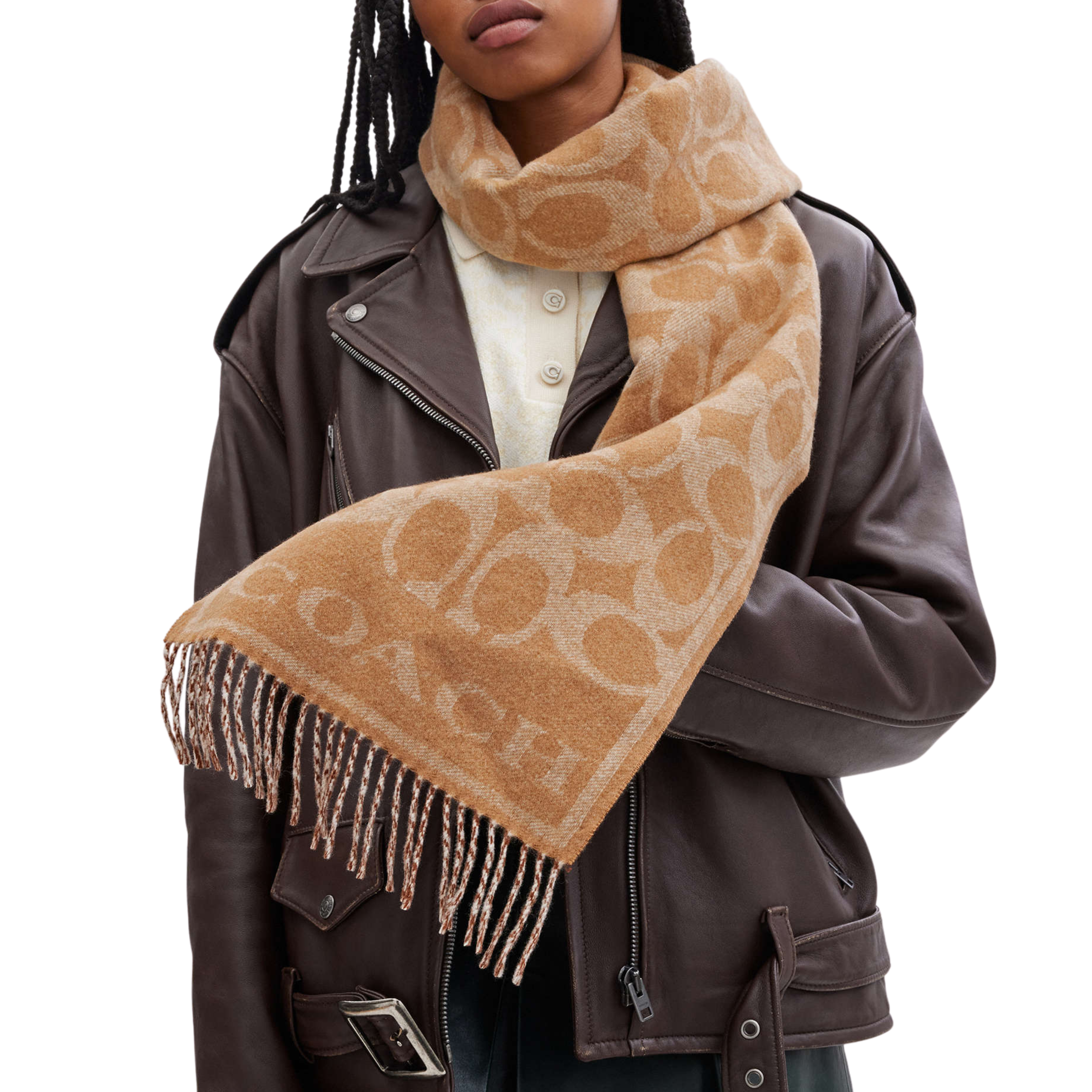 Coach Reversible Signature Cashmere Muffler - Camel