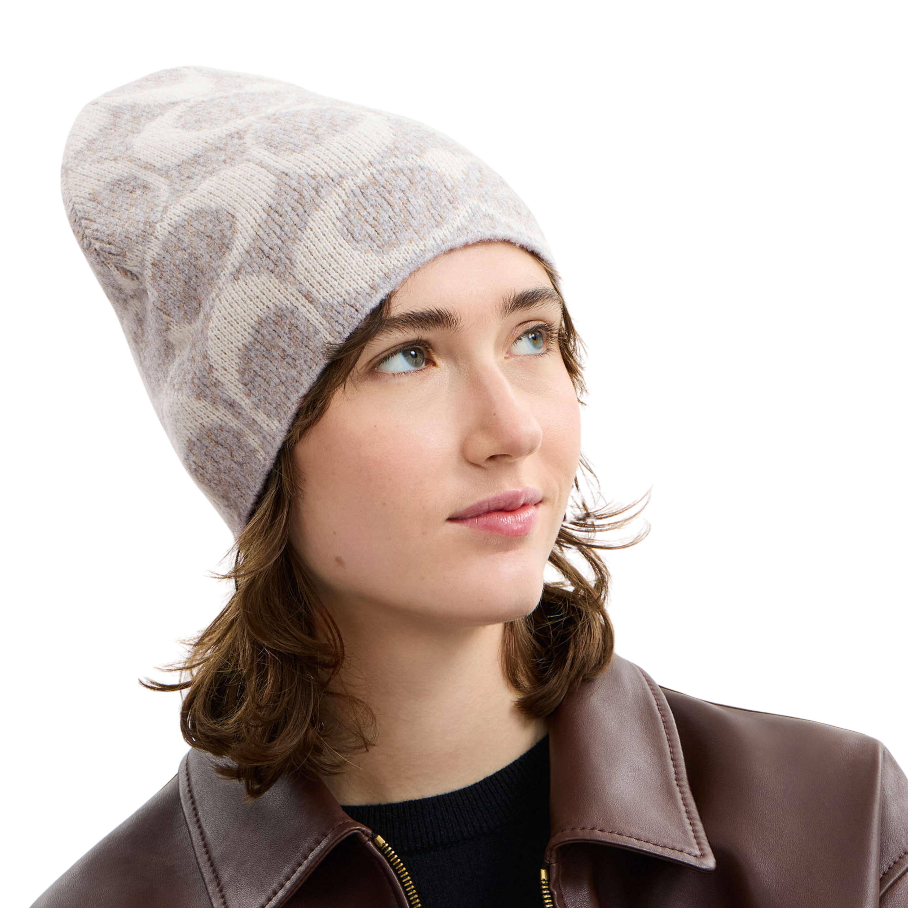 Coach Maxi Signature Knit Beanie - Grey Birch