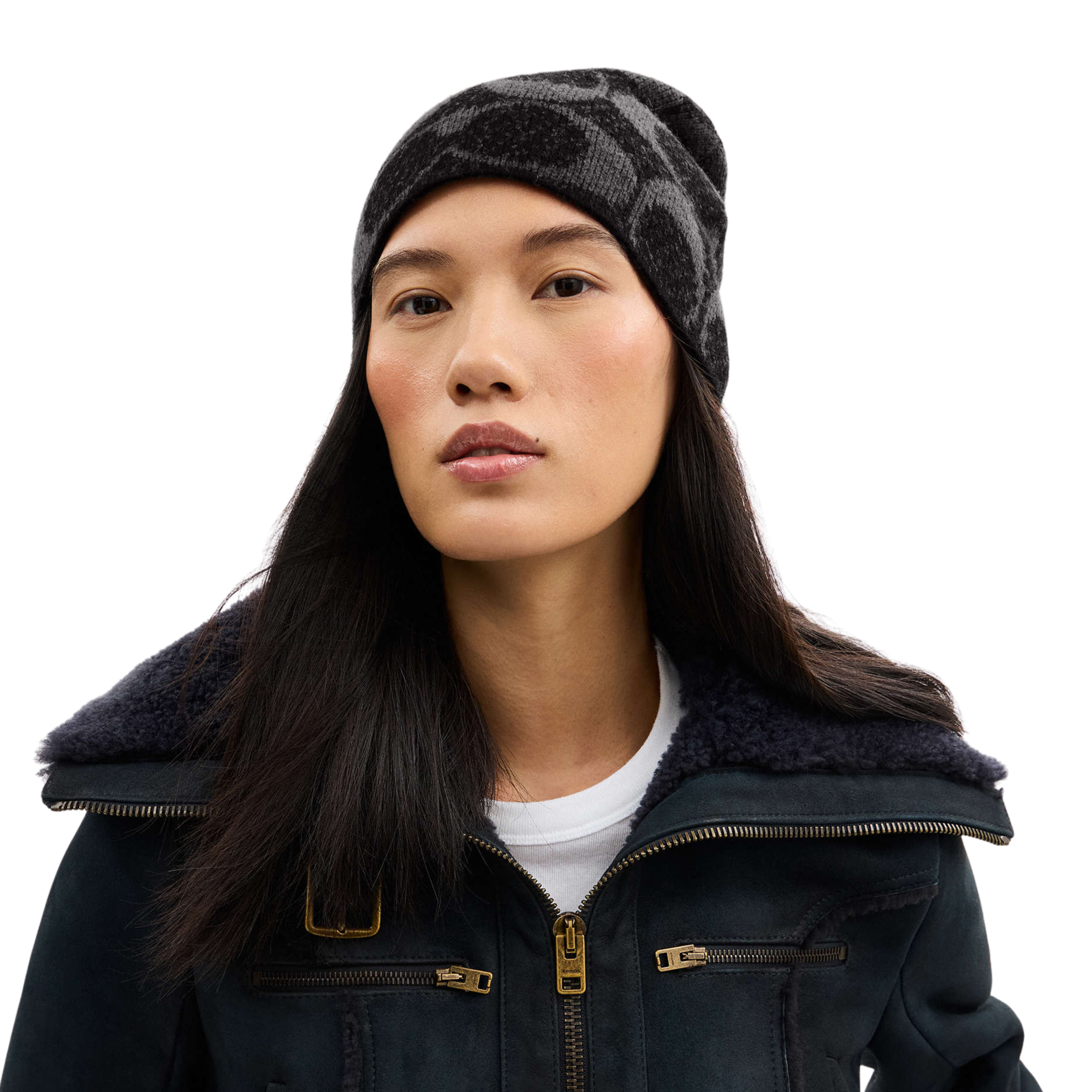 Coach Maxi Signature Knit Beanie - Black
