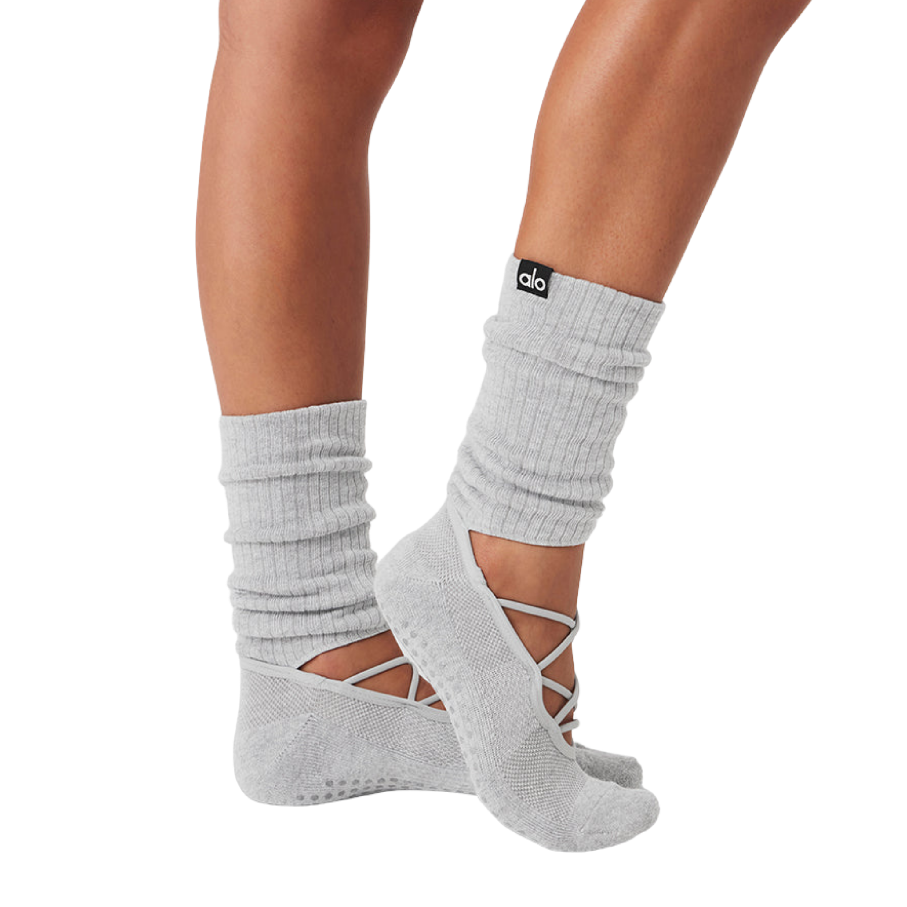 Alo Strappy Siren Grip Sock - Athletic Heather Grey