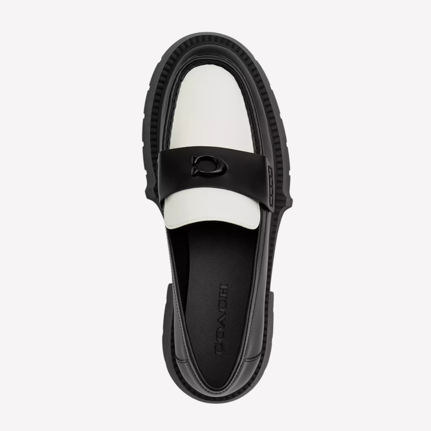 COACH Women's Leah Platform Loafer - Black Optic White