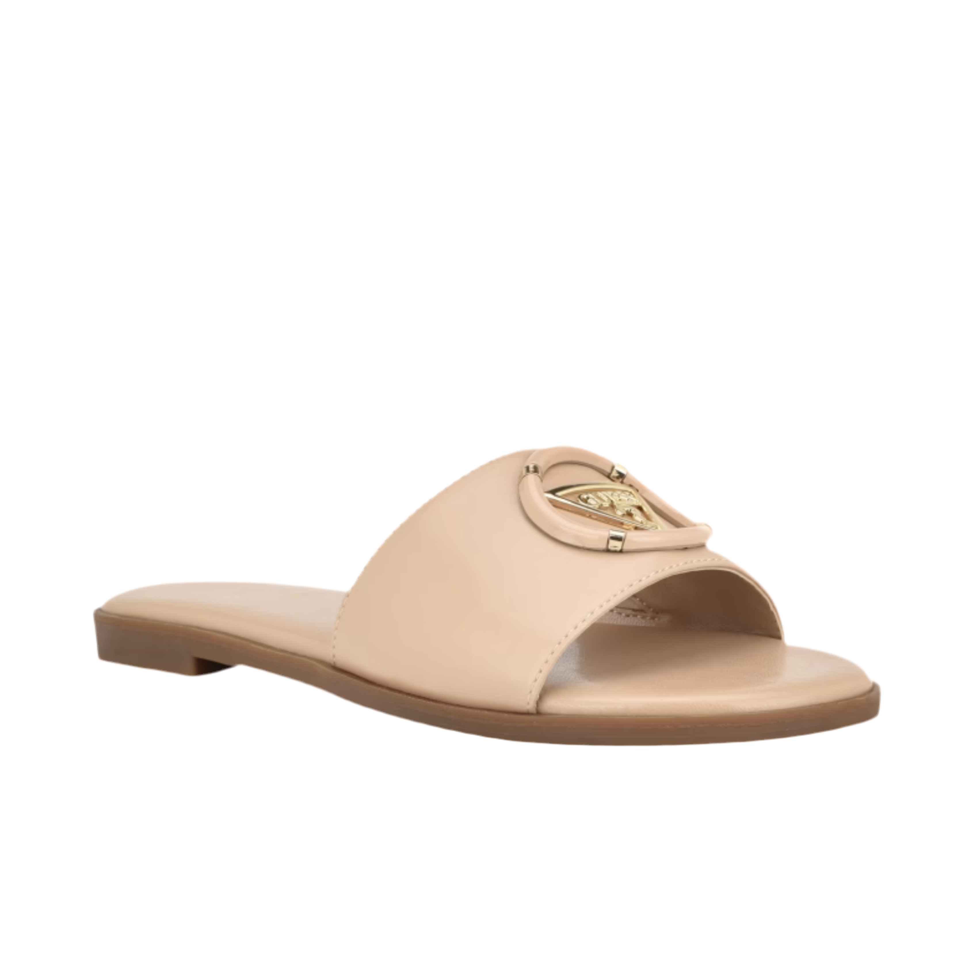 Guess Women Magnify Faux-Leather Beach Slides - Beige