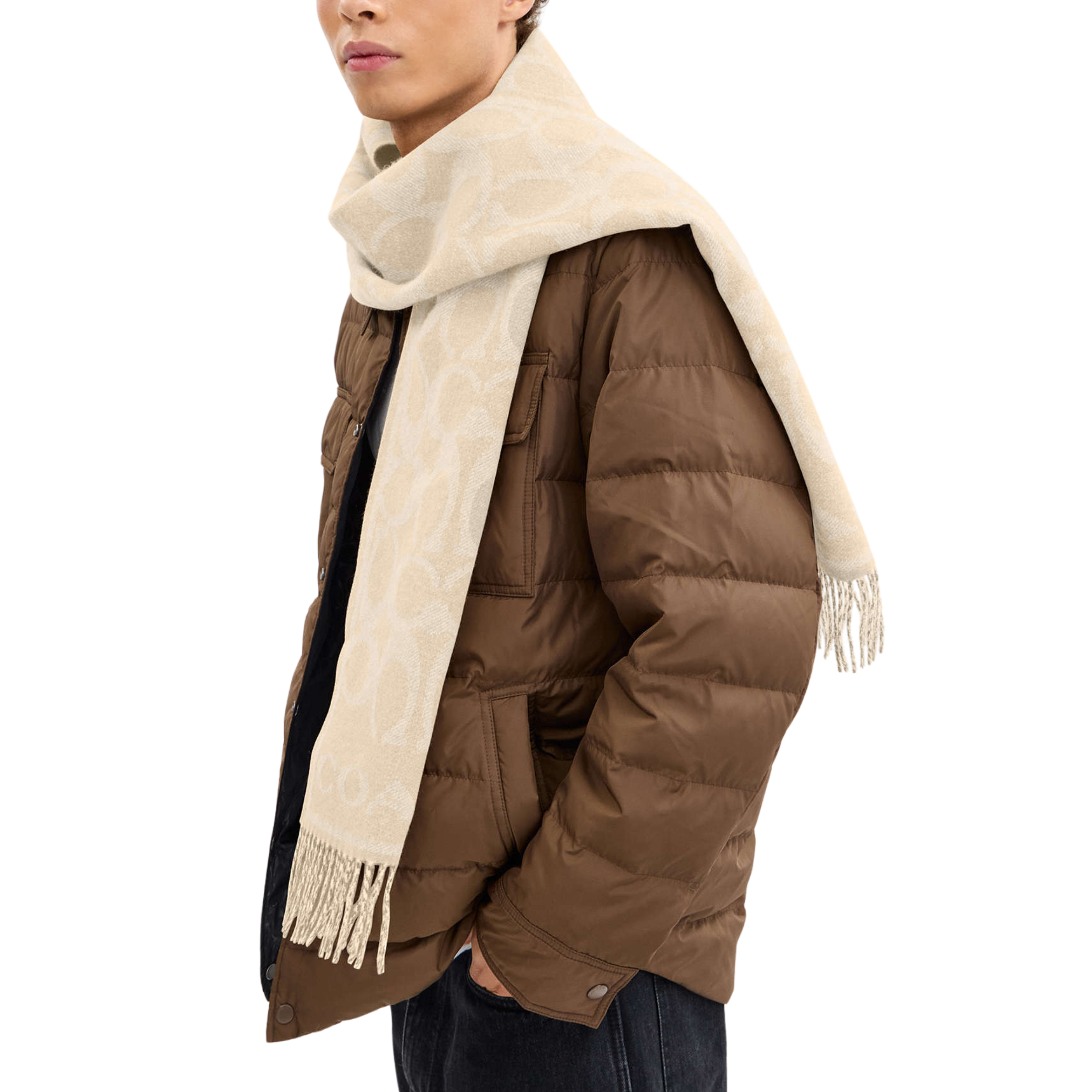 Coach Reversible Signature Cashmere Muffler - Chalk