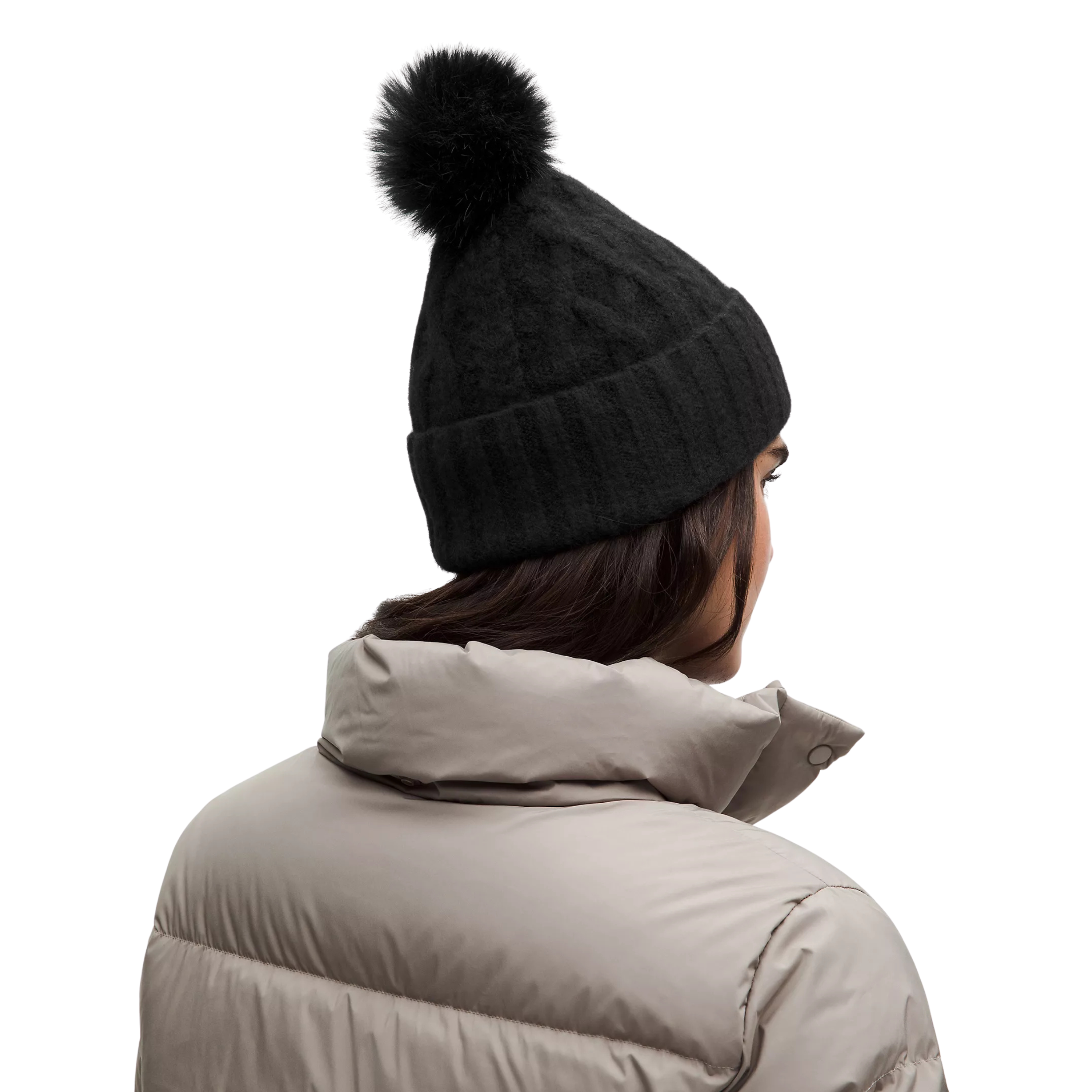 Lululemon Alpaca Wool-Blend Cable-Knit Pom Beanie - Black