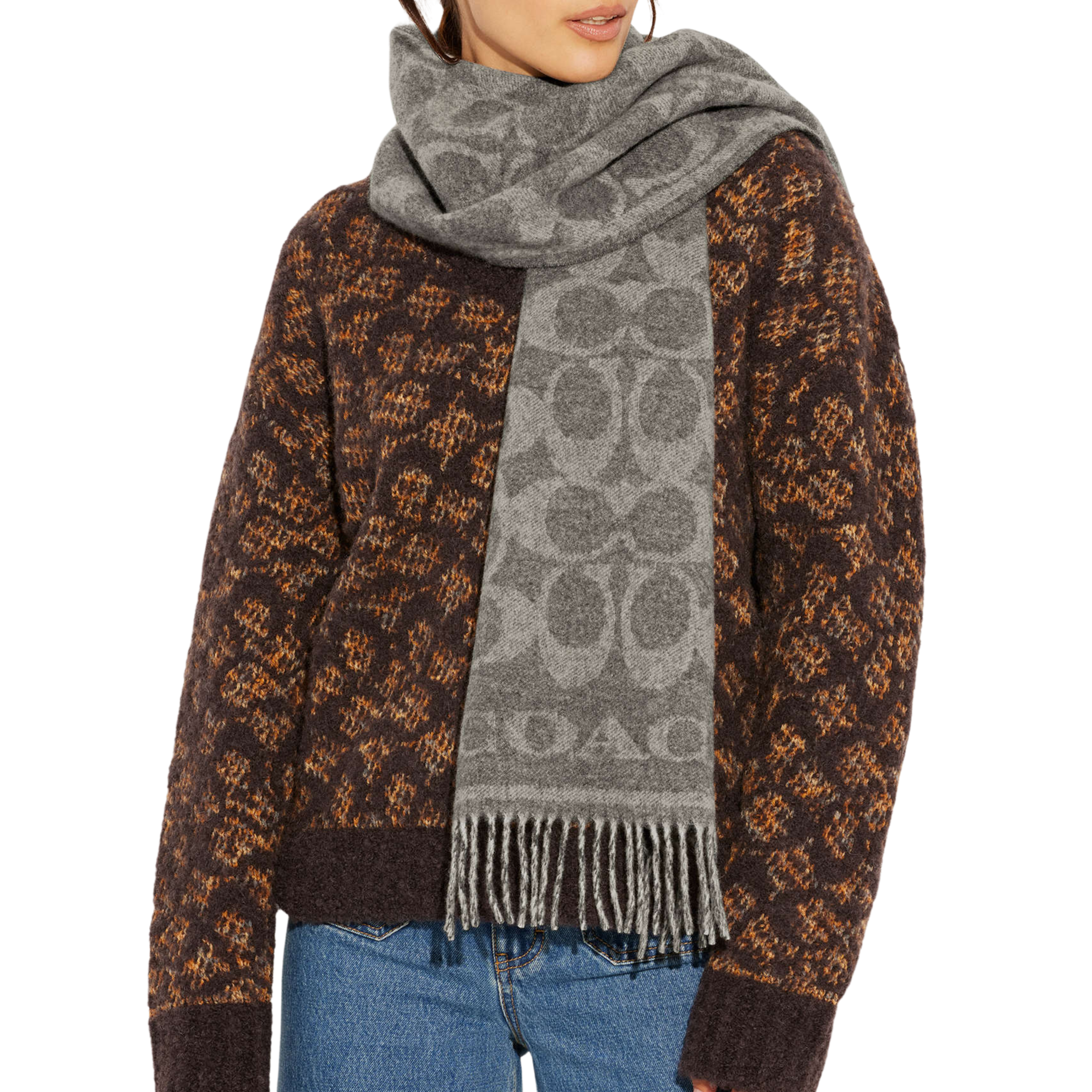 Coach Reversible Signature Cashmere Muffler - Dove Grey