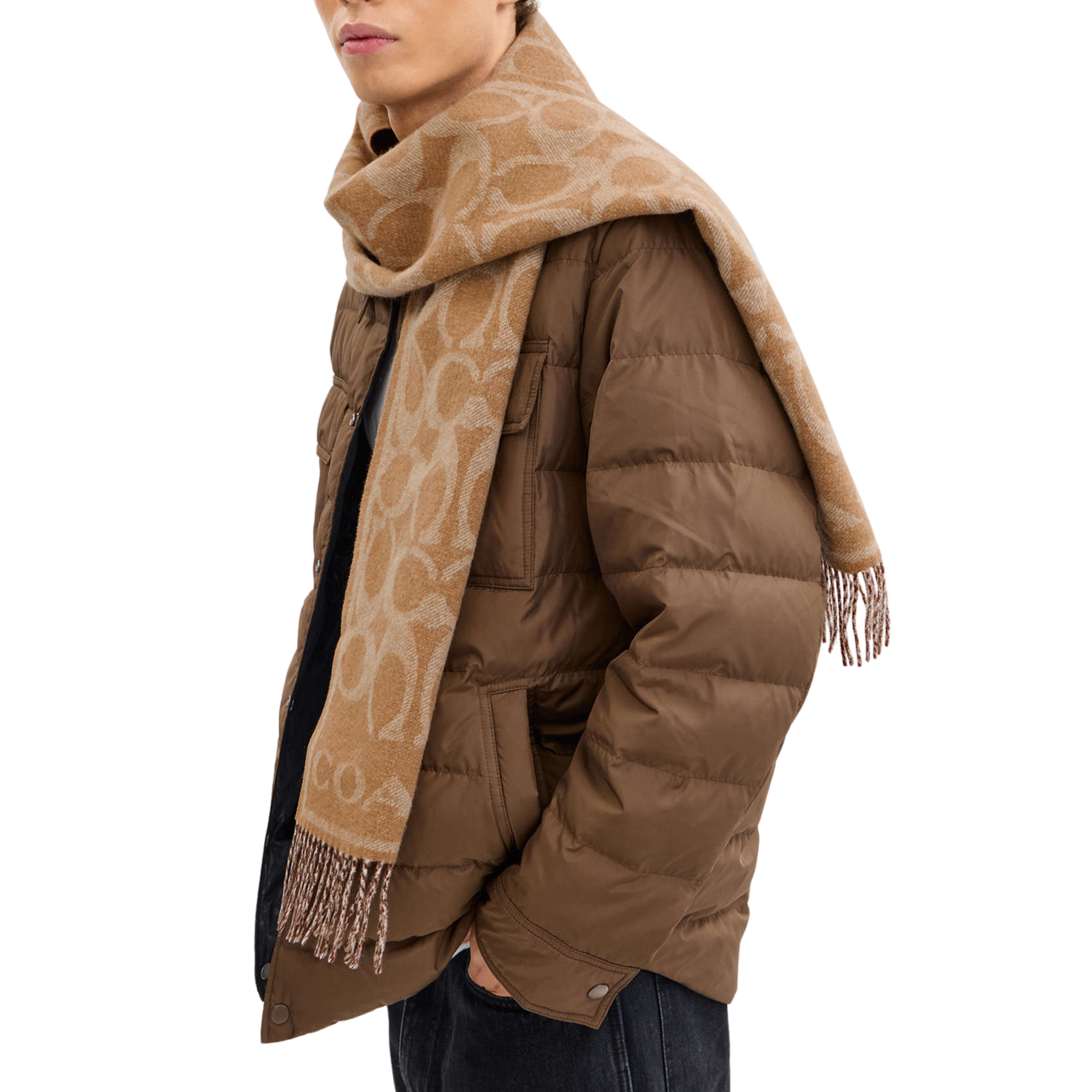 Coach Reversible Signature Cashmere Muffler - Camel