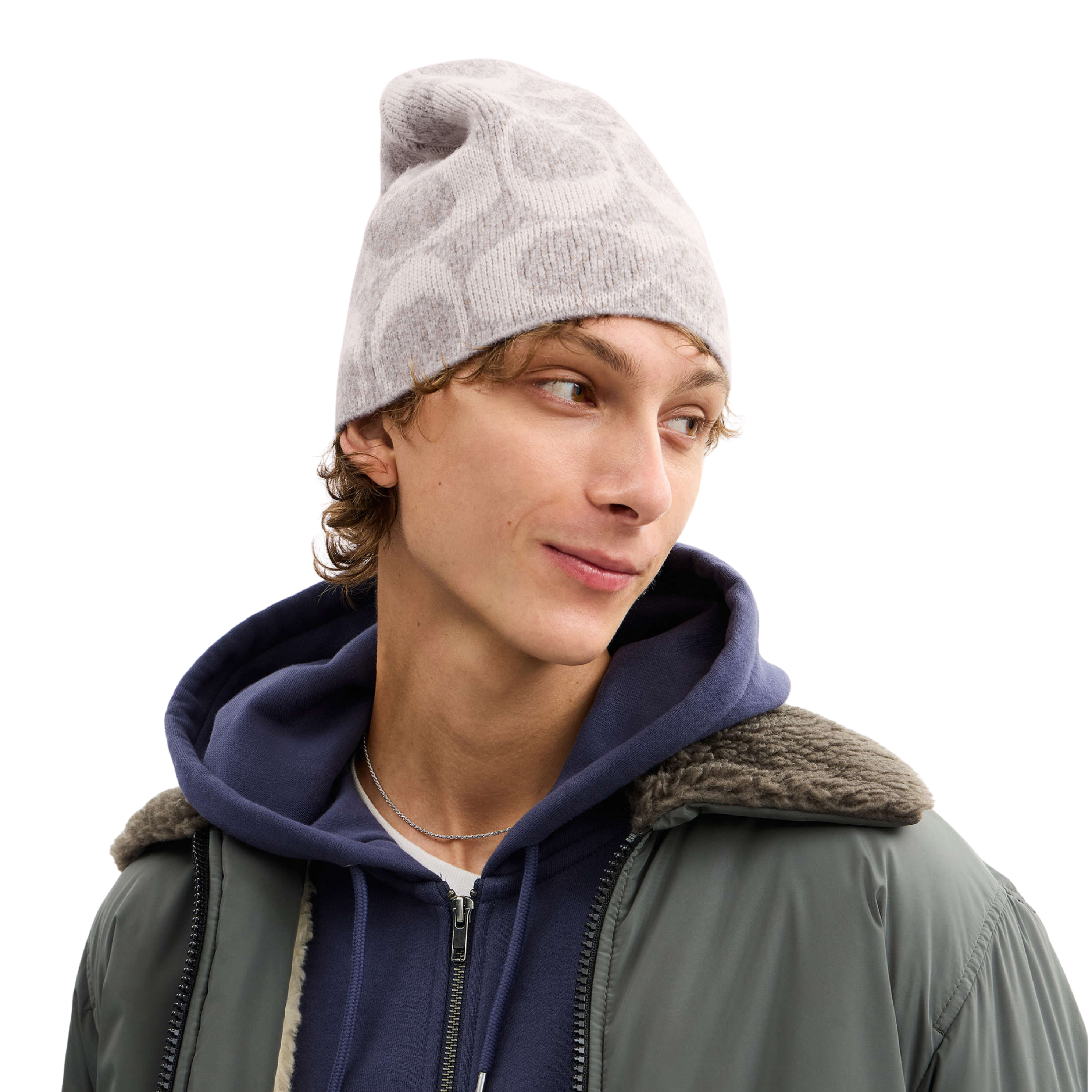 Coach Maxi Signature Knit Beanie - Grey Birch