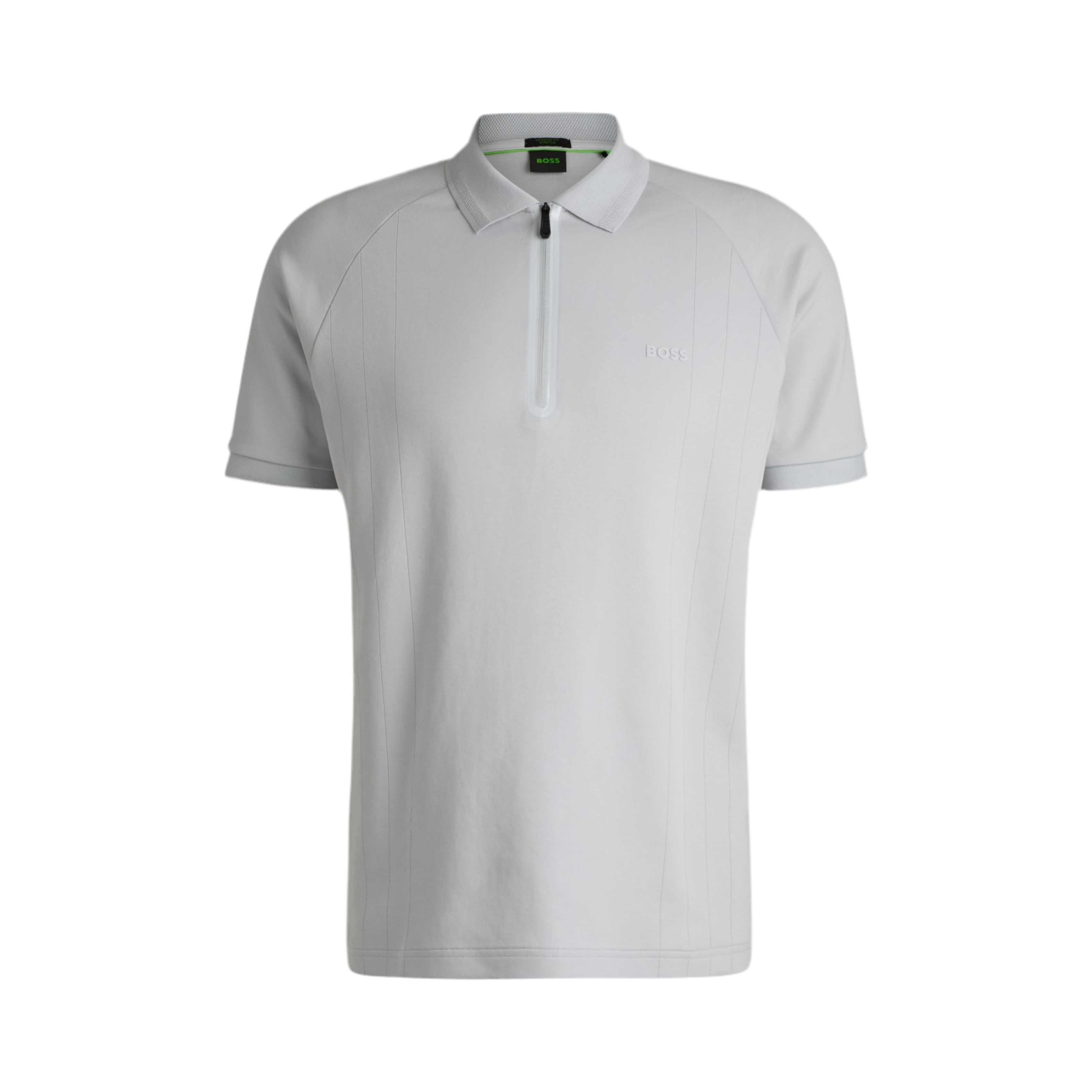 Hugo Boss Men Polo Shirt In Drop Needle - Light Grey