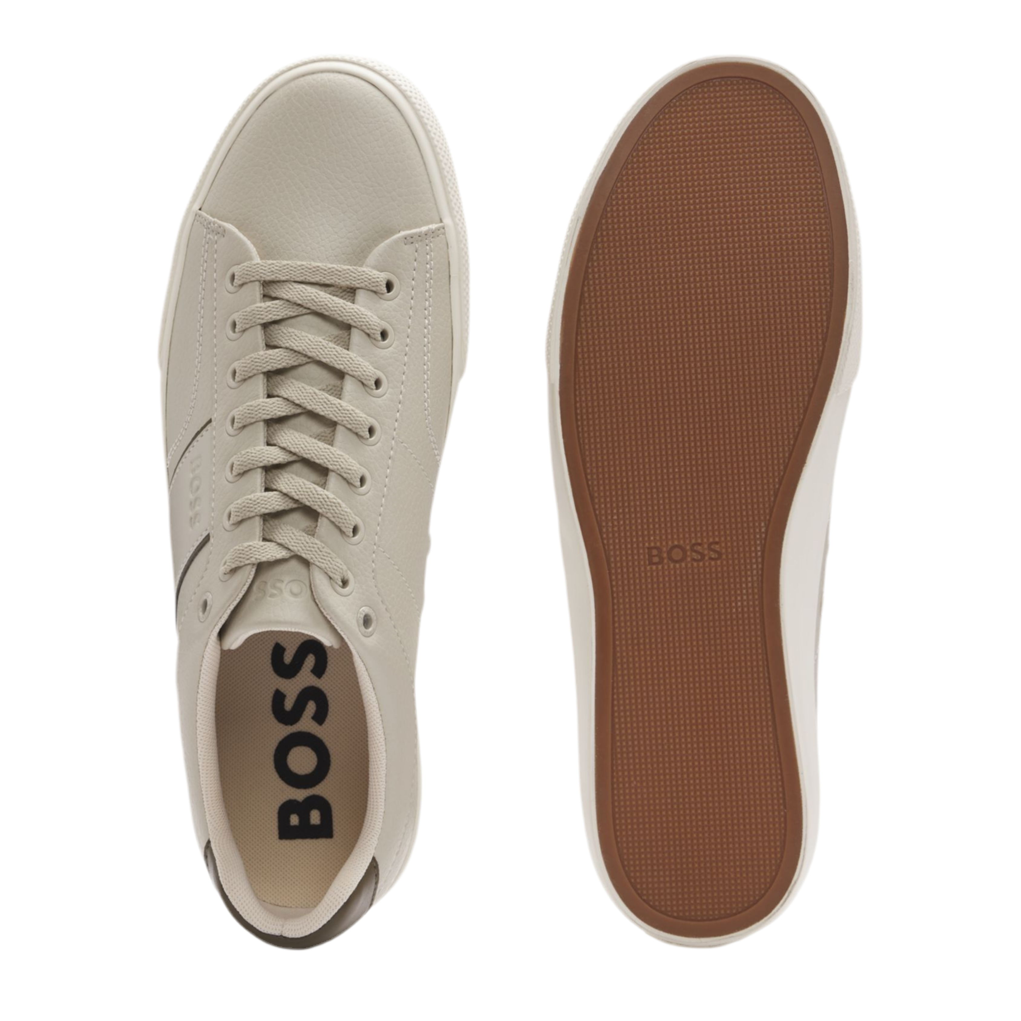 Hugo Boss Men Faux Leather Trainers - Light Beige