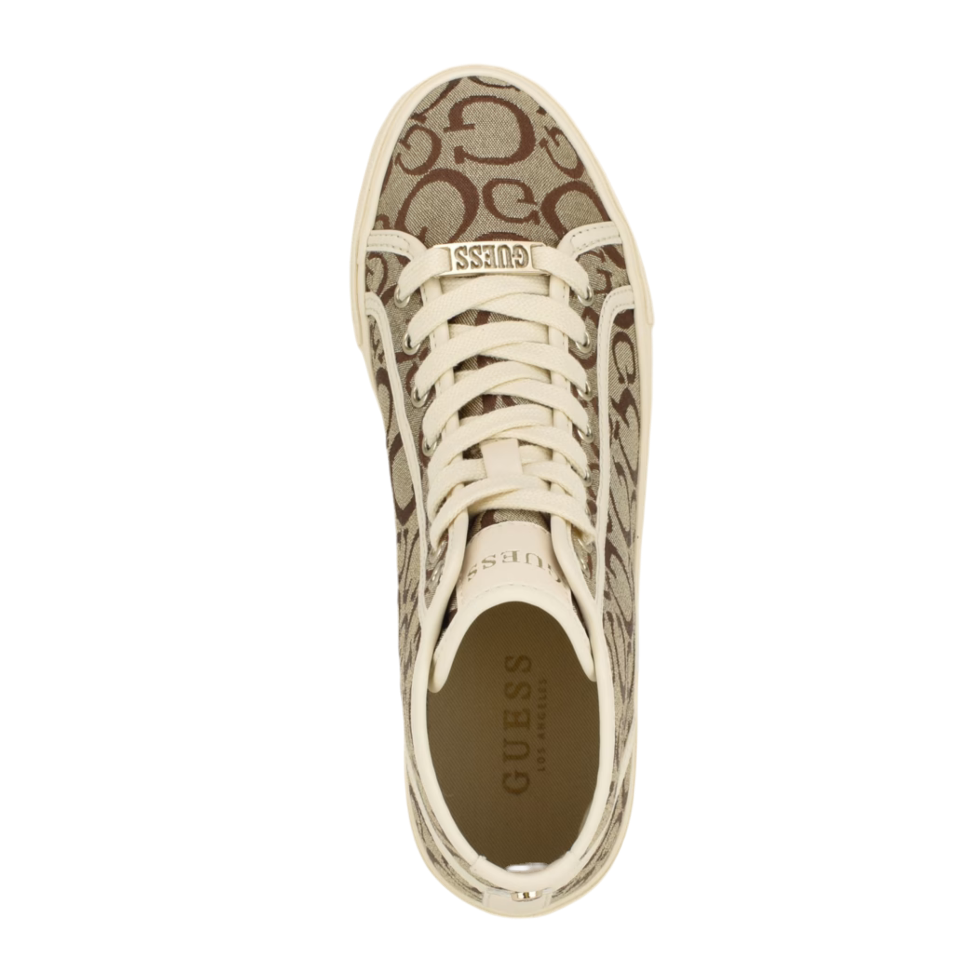 Guess Unisex Masons Canvas High-Top Sneakers - Brown
