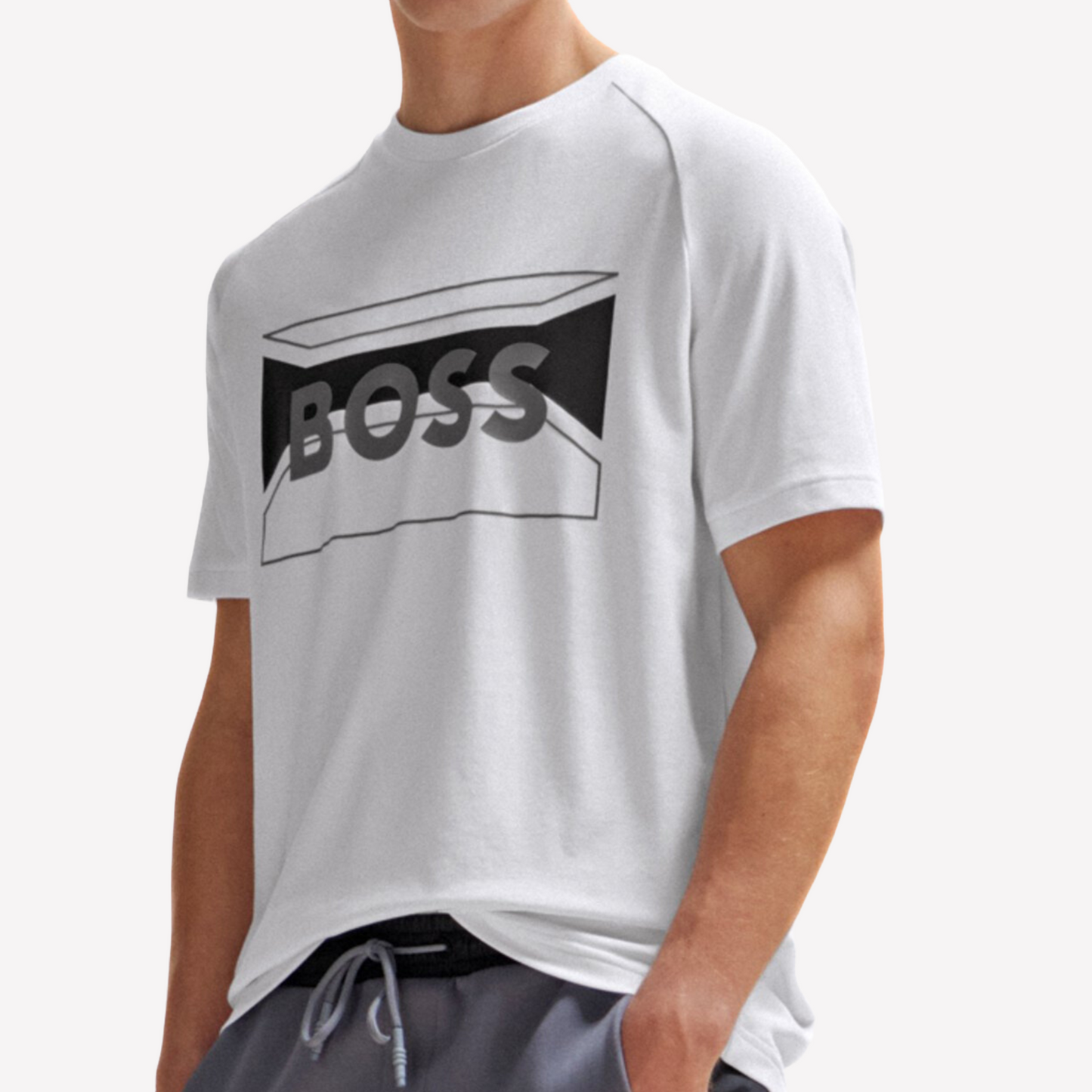 Hugo Boss Men Cotton Artwork T-Shirt - White