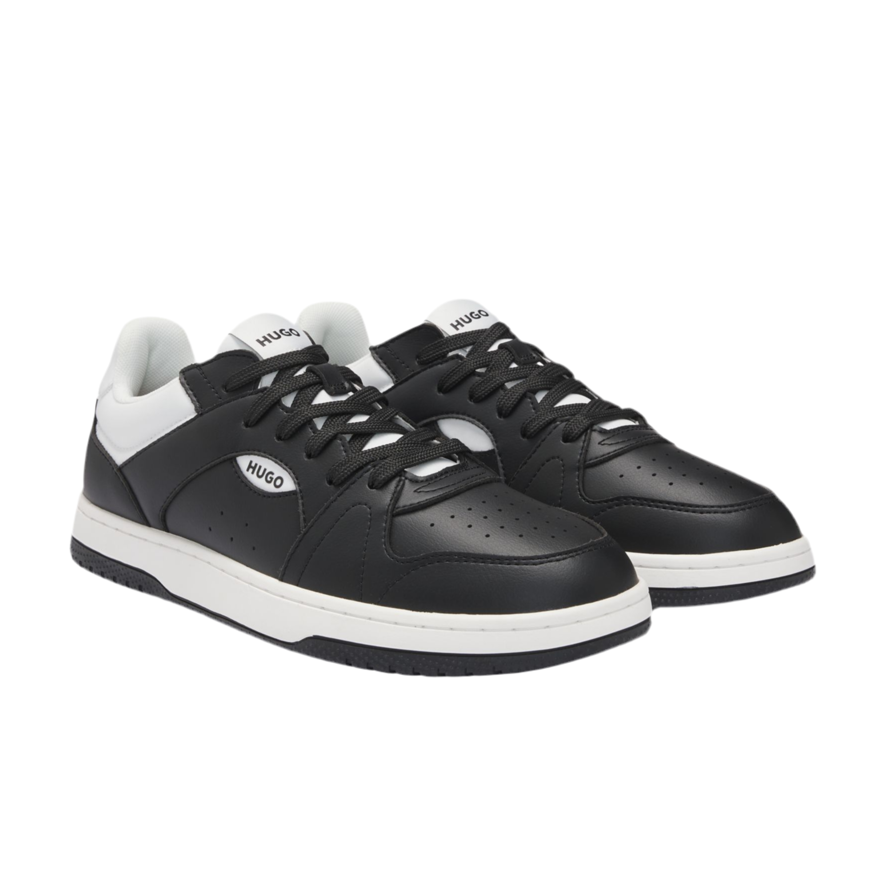 Hugo Boss Men Faux Leather Lace Up Trainers - Dark Grey