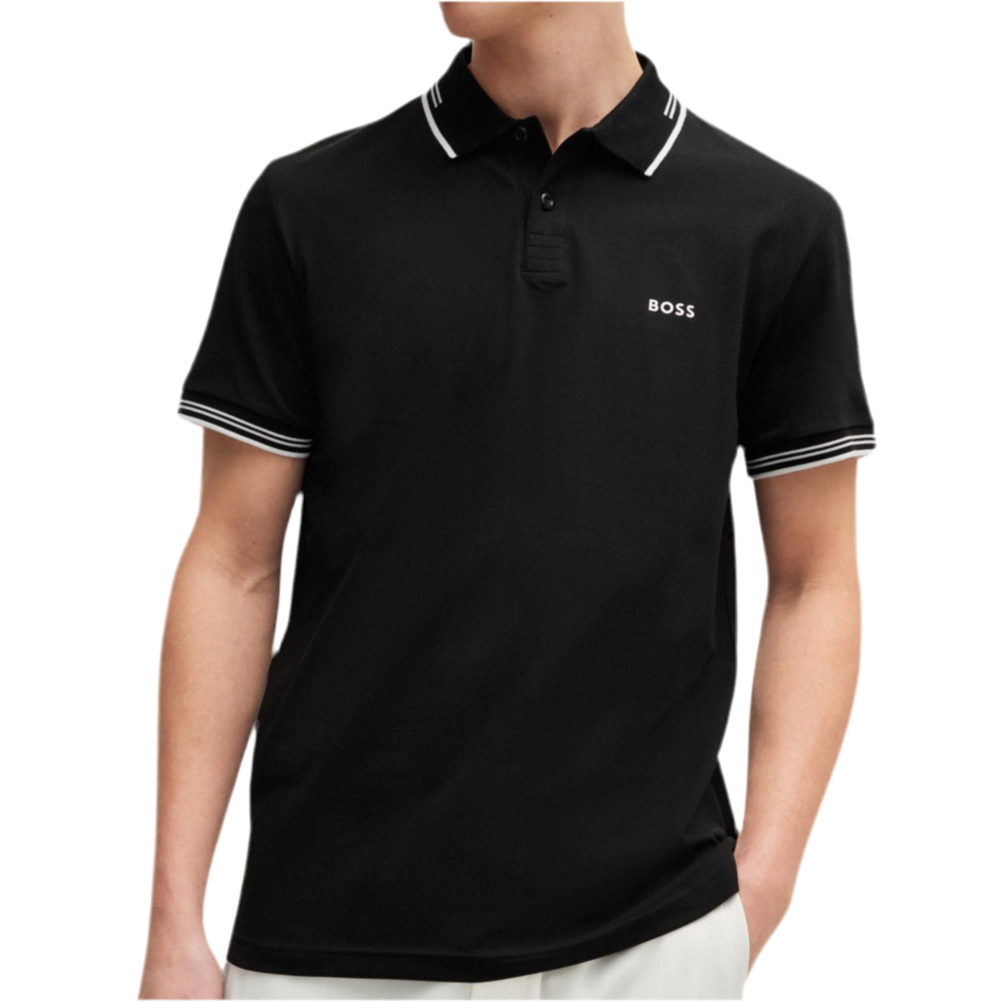 Hugo Boss Men Stretch Cotton Slim Fit Polo Shirt - Black